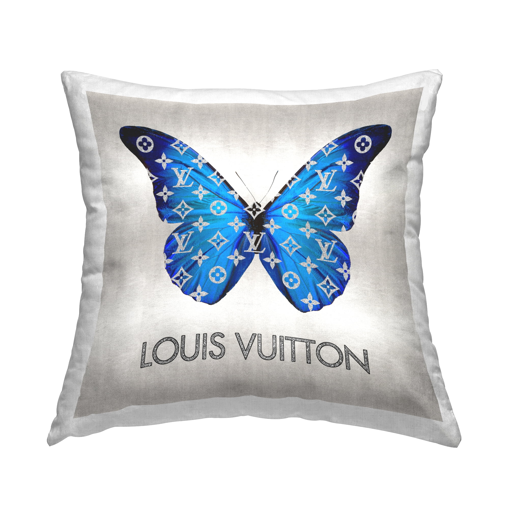 Stupell Industries Blue Glam Brand Butterfly Square Decorative Printed Throw Pillow, 18 x 18