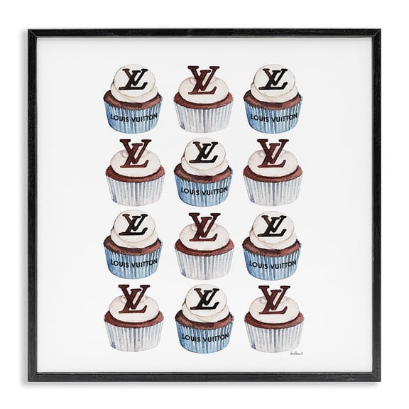 Stupell Industries Blue Glam Brand Cupcakes Black Framed Giclee Art design by Amanda Greenwood, 24 x 24