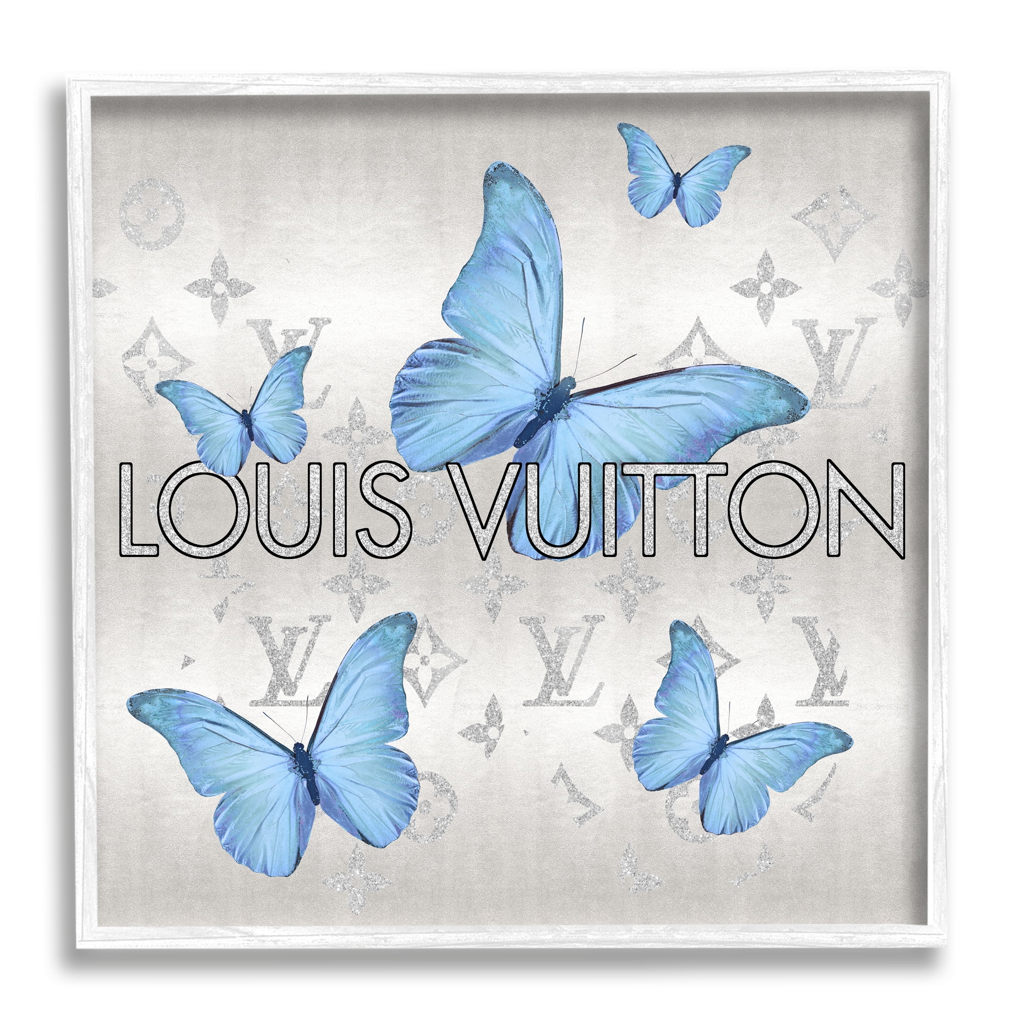 Stupell Industries Blue Glam Butterflies Animals & Insects Painting White Framed Art Print Wall Art, 12 x 12