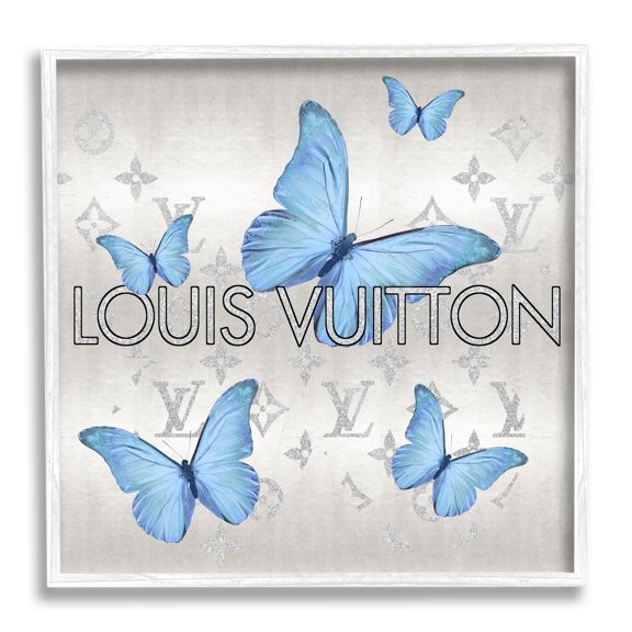 Stupell Industries Blue Glam Butterflies Animals & Insects Painting White Framed Art Print Wall Art, 24 x 24