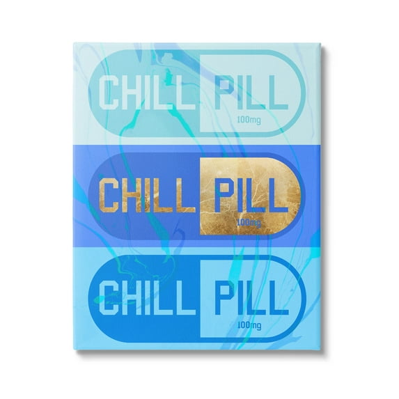 Stupell Industries Blue Glam Chill Pill Graphic Art Gallery Wrapped Canvas Print Wall Art, Design by Daphne Polselli