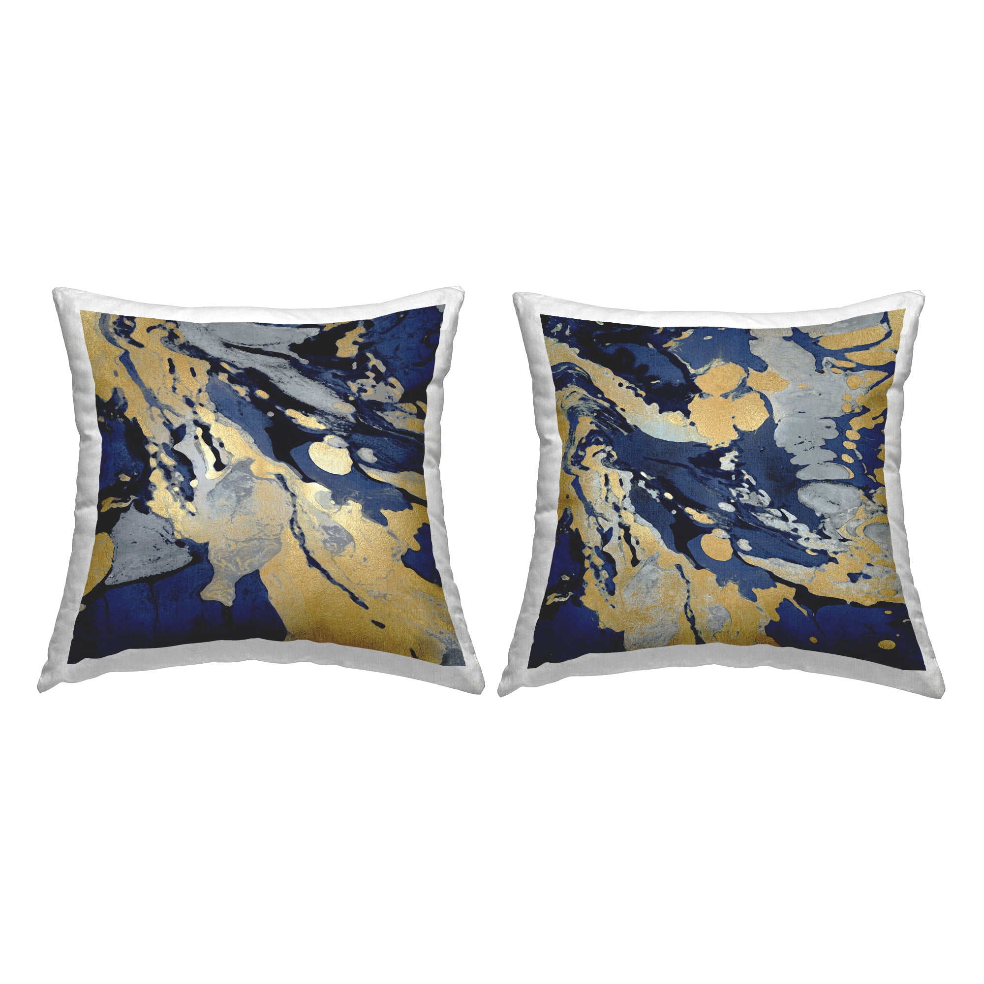Stupell Industries Blue Glam Marbled Forms Printed Throw Pillow Design by Danielle Carson (Set of 2)