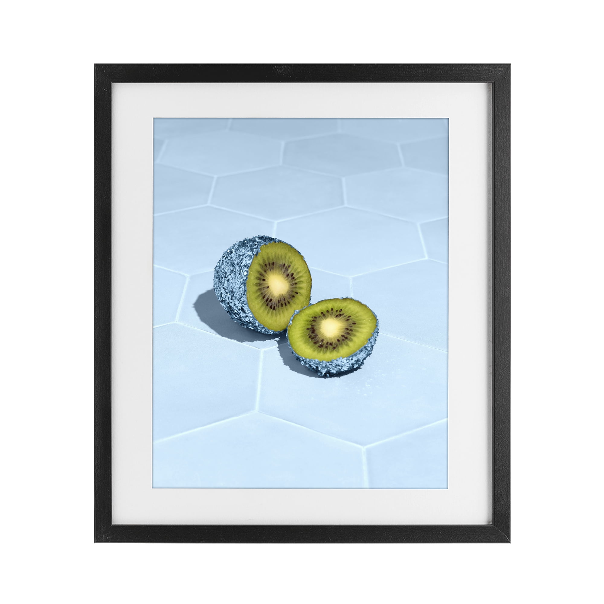 Stupell Industries Blue Glimmer Kiwi Black Framed Print Under Glass, design by LISH Creative