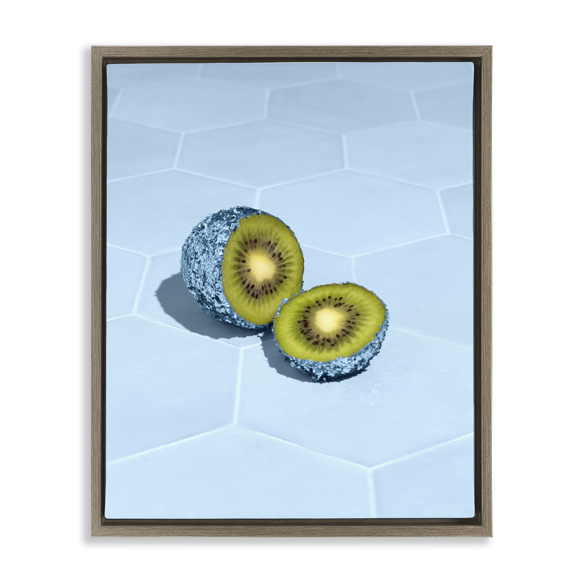 Stupell Industries Blue Glimmer Kiwi Brown Framed Floater Canvas Wall Art, design by LISH Creative