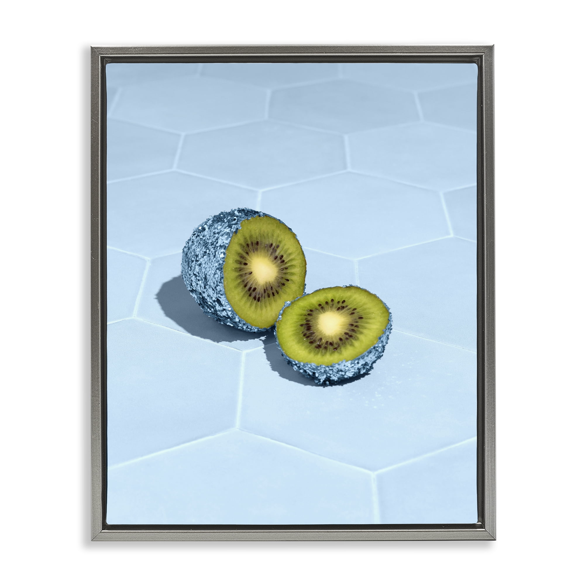 Stupell Industries Blue Glimmer Kiwi Gray Framed Floater Canvas Wall Art, design by LISH Creative