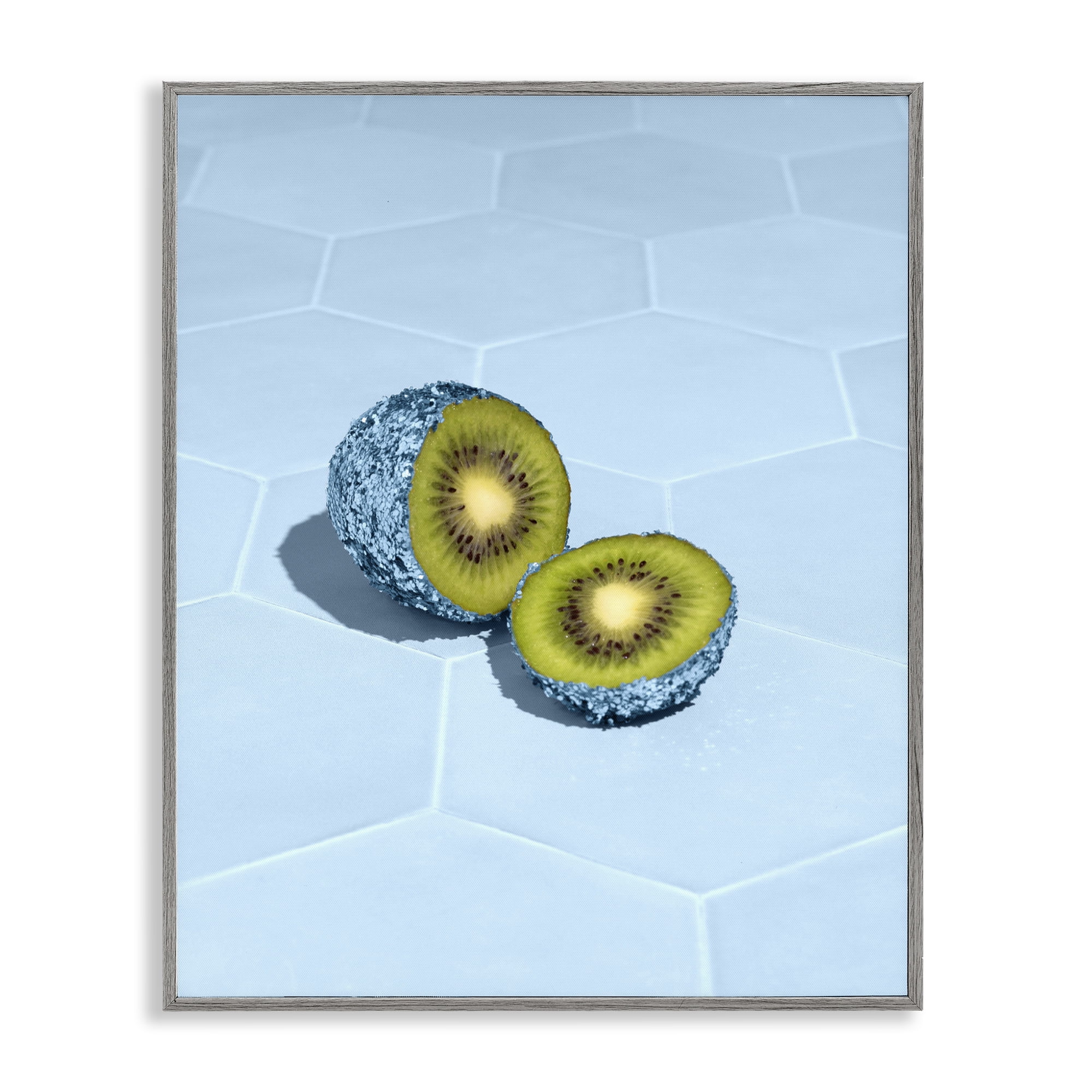 Stupell Industries Blue Glimmer Kiwi Gray Framed Giclee Art, design by LISH Creative