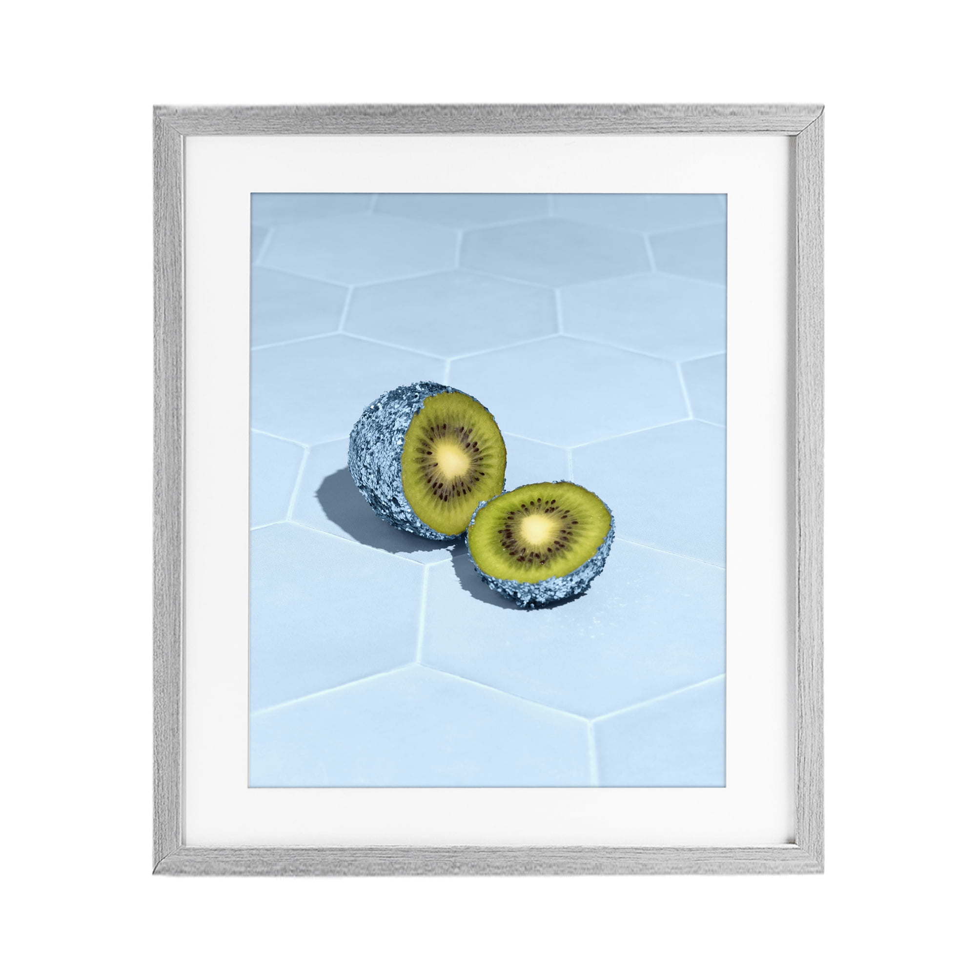 Stupell Industries Blue Glimmer Kiwi Gray Framed Print Under Glass, design by LISH Creative