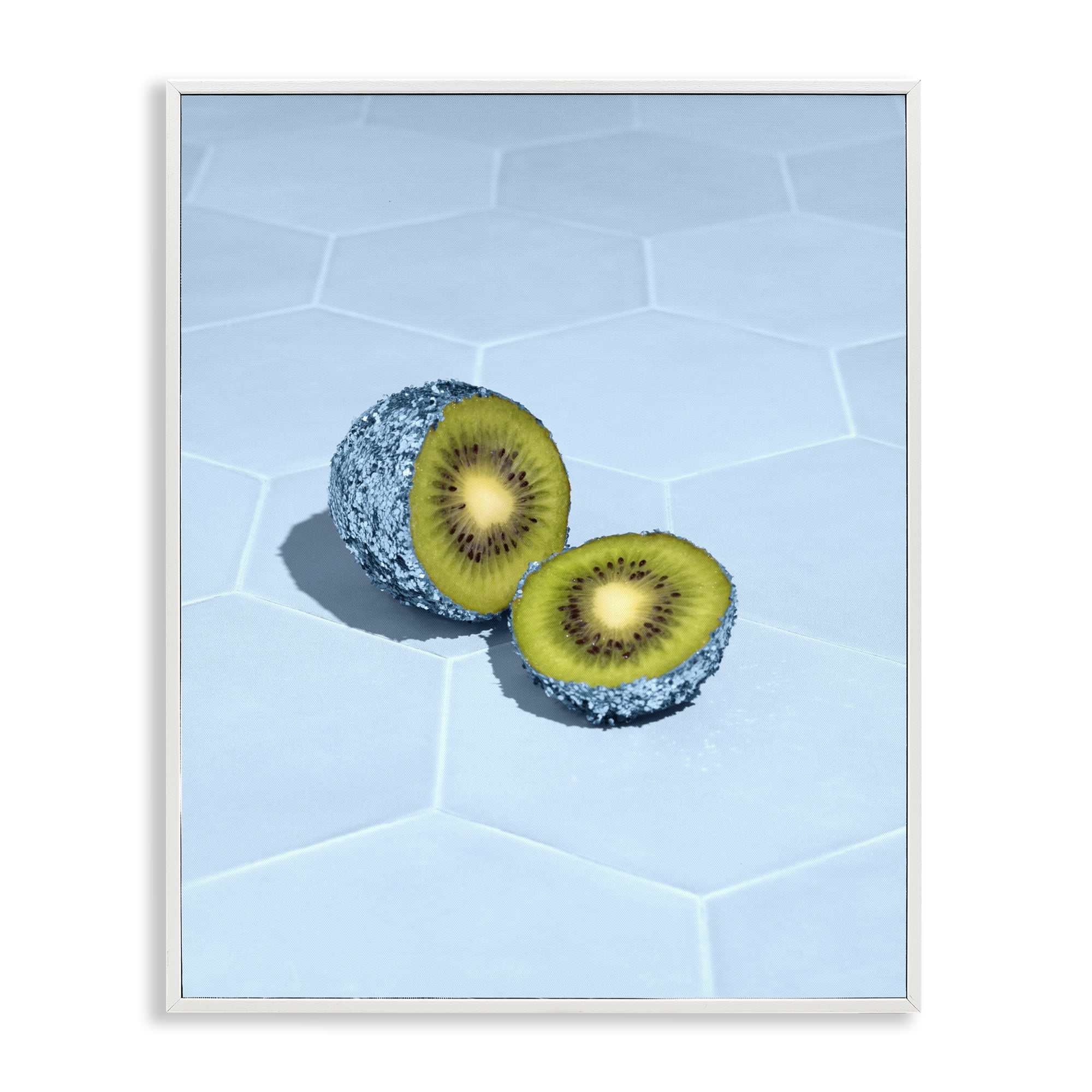 Stupell Industries Blue Glimmer Kiwi White Framed Giclee Art, design by LISH Creative