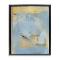 Stupell Industries Blue & Gold Organic Abstract Abstract Painting Black Floater Framed Canvas Art Print Wall Art, 17 x 21