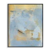Stupell Industries Blue & Gold Organic Abstract Abstract Painting Black Framed Art Print Wall Art, 11 x 14