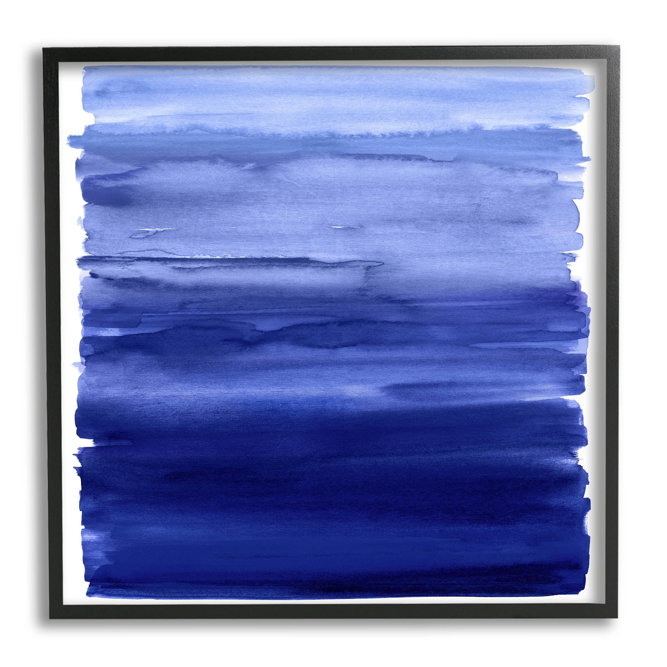 Stupell Industries Blue Gradient Brush Strokes Graphic Art Black Framed Art Print Wall Art, Design by Allie Corbin