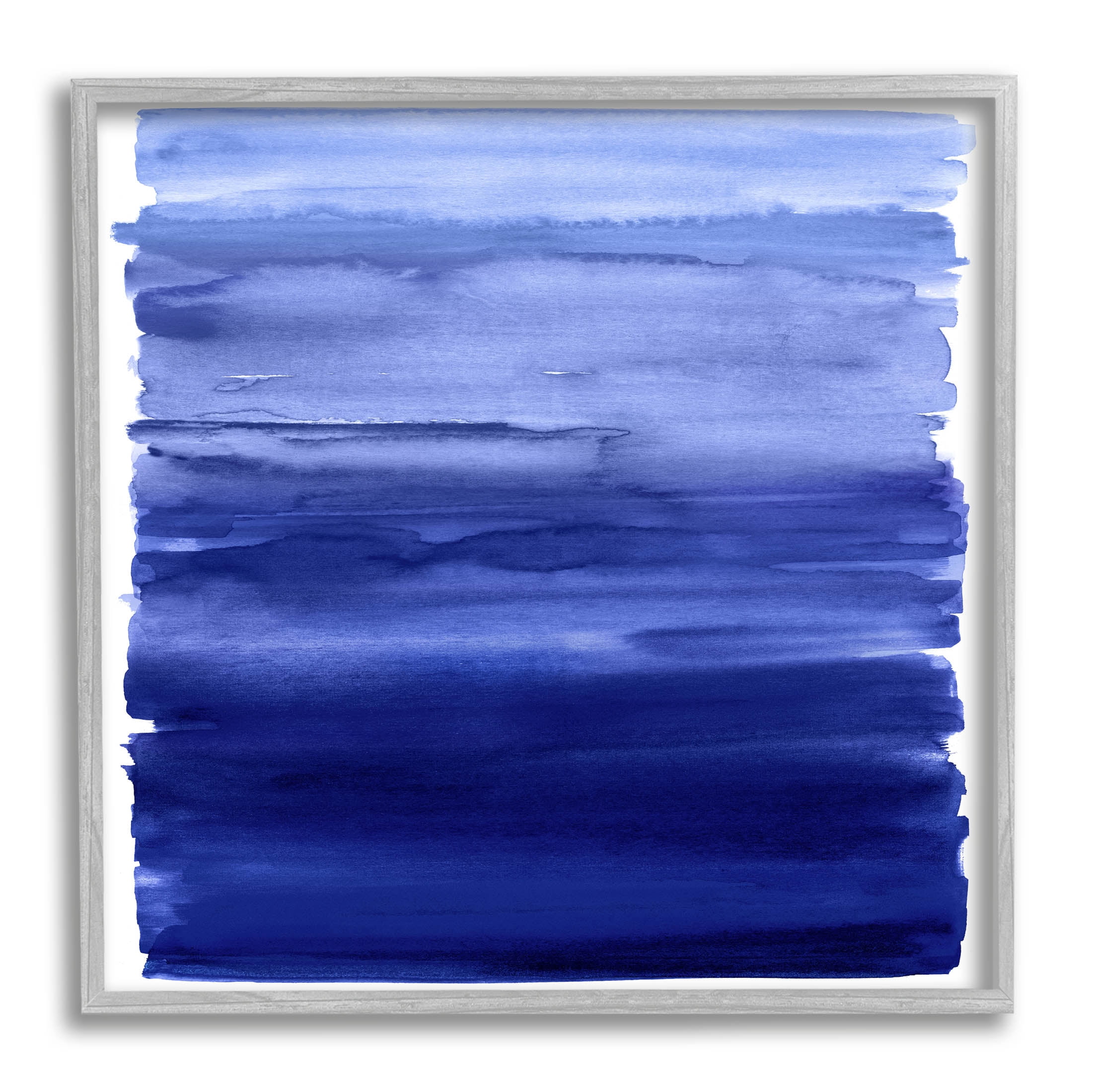Stupell Industries Blue Gradient Brush Strokes Graphic Art Gray Framed Art Print Wall Art, Design by Allie Corbin
