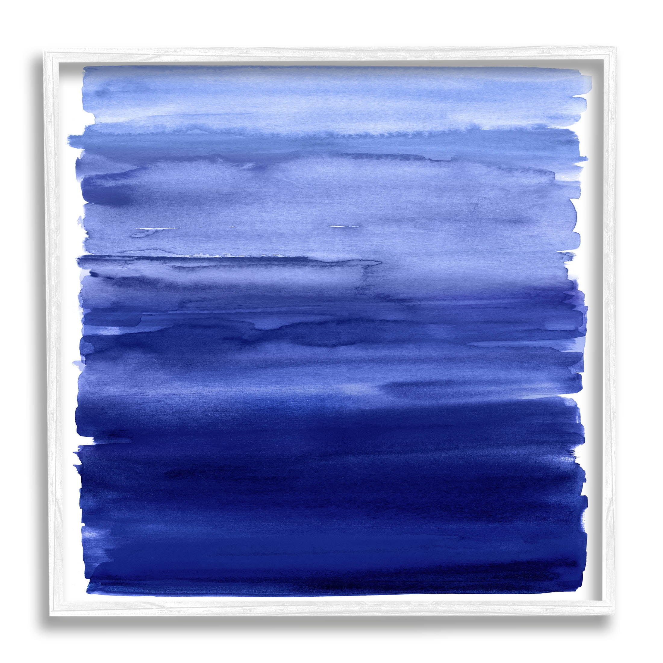 Stupell Industries Blue Gradient Brush Strokes Graphic Art White Framed Art Print Wall Art, Design by Allie Corbin