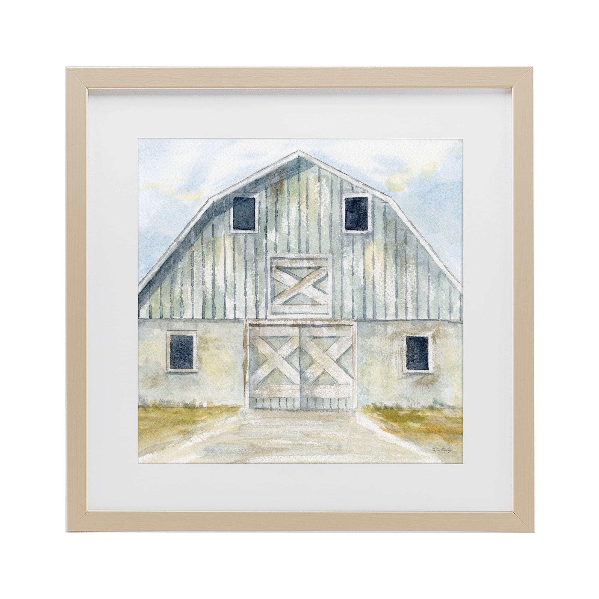 Stupell Industries Blue Gray Barn Birch Framed Print Under Glass, design by Patti Bishop