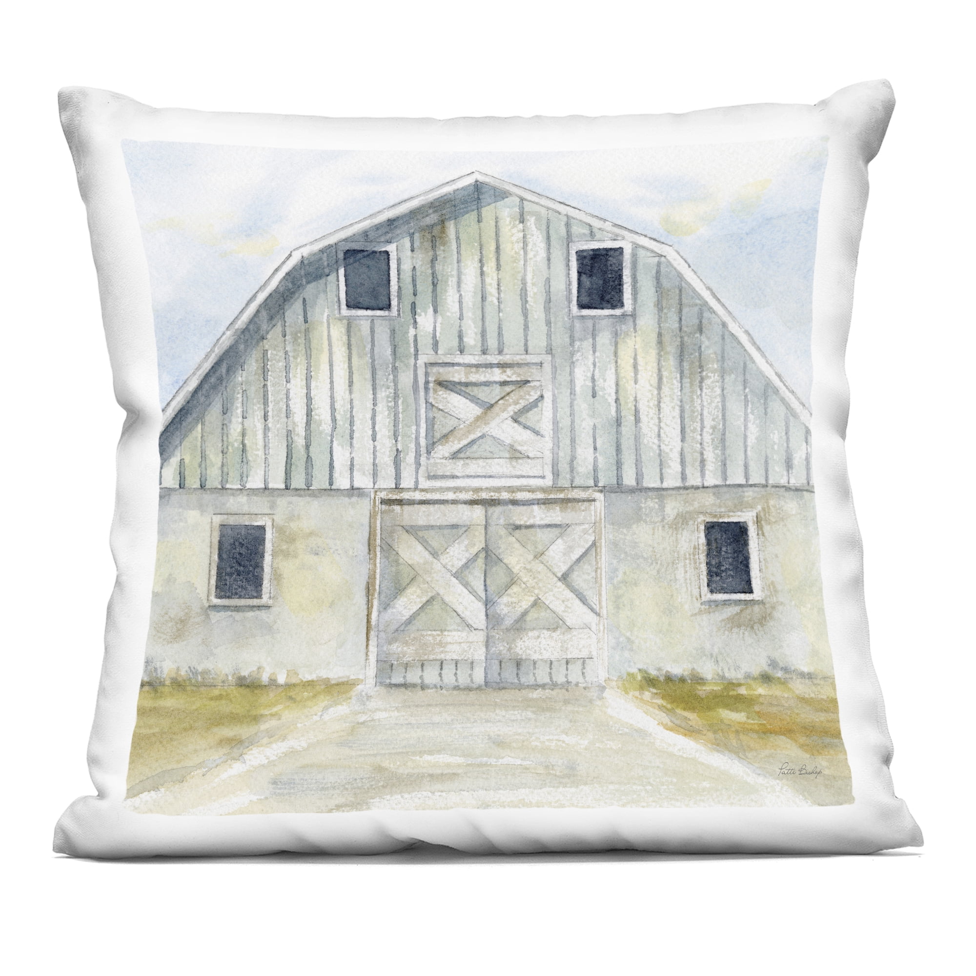 Stupell Industries Blue Gray Barn Decorative Printed Throw Pillow, design by Patti Bishop
