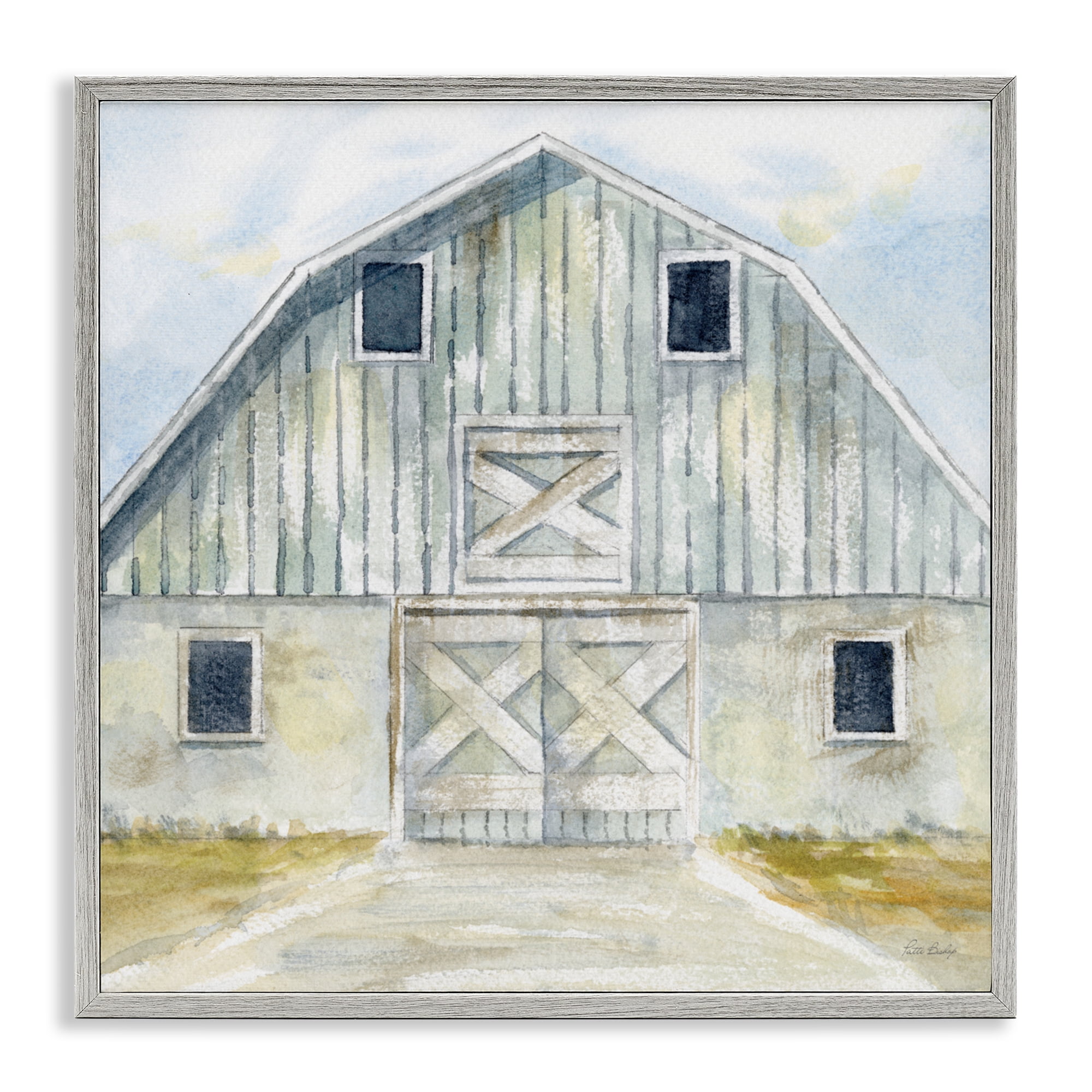 Stupell Industries Blue Gray Barn Gray Framed Giclee Art, design by Patti Bishop