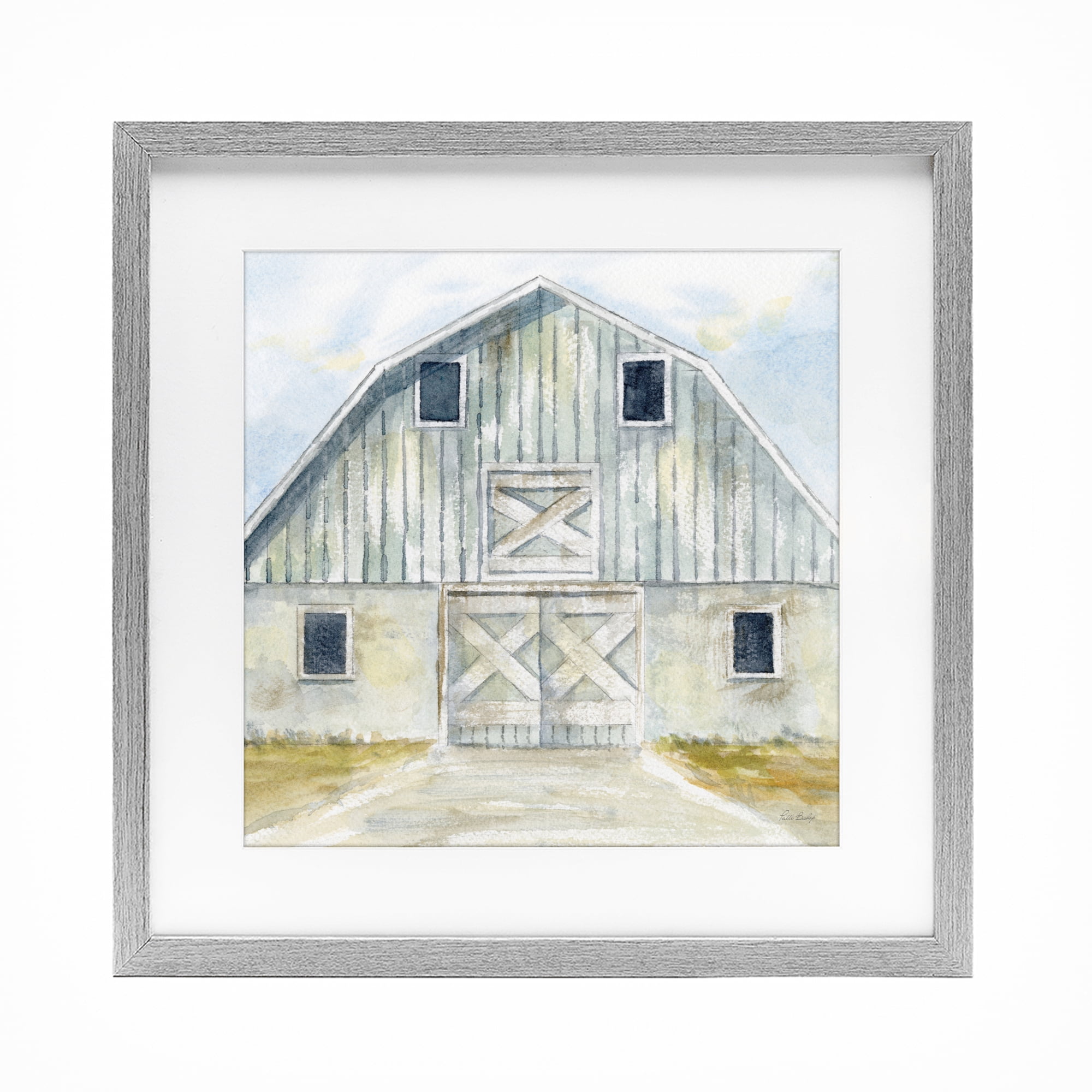 Stupell Industries Blue Gray Barn Gray Framed Print Under Glass, design by Patti Bishop