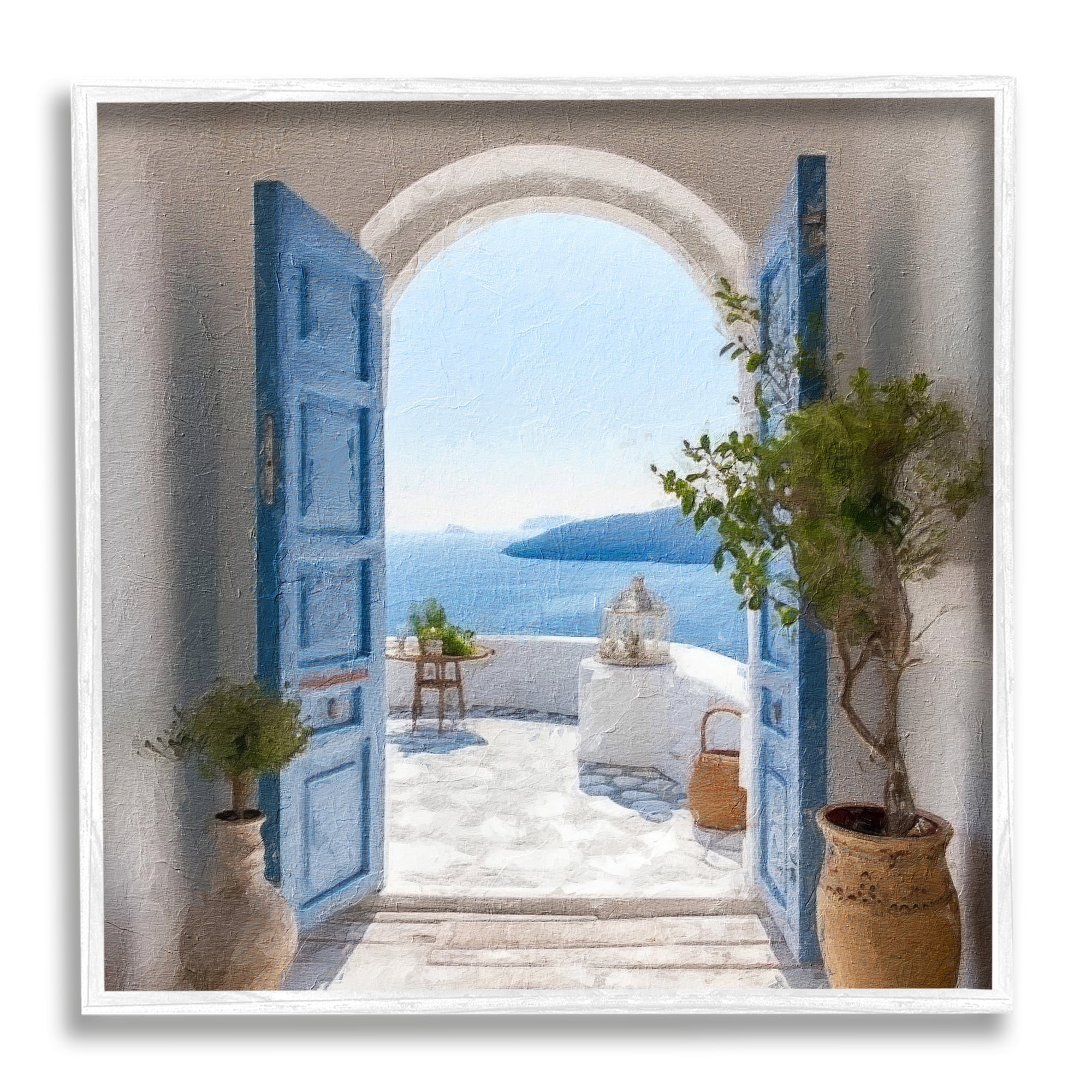 Stupell Industries Blue Greek Door Scenery Nature Photography