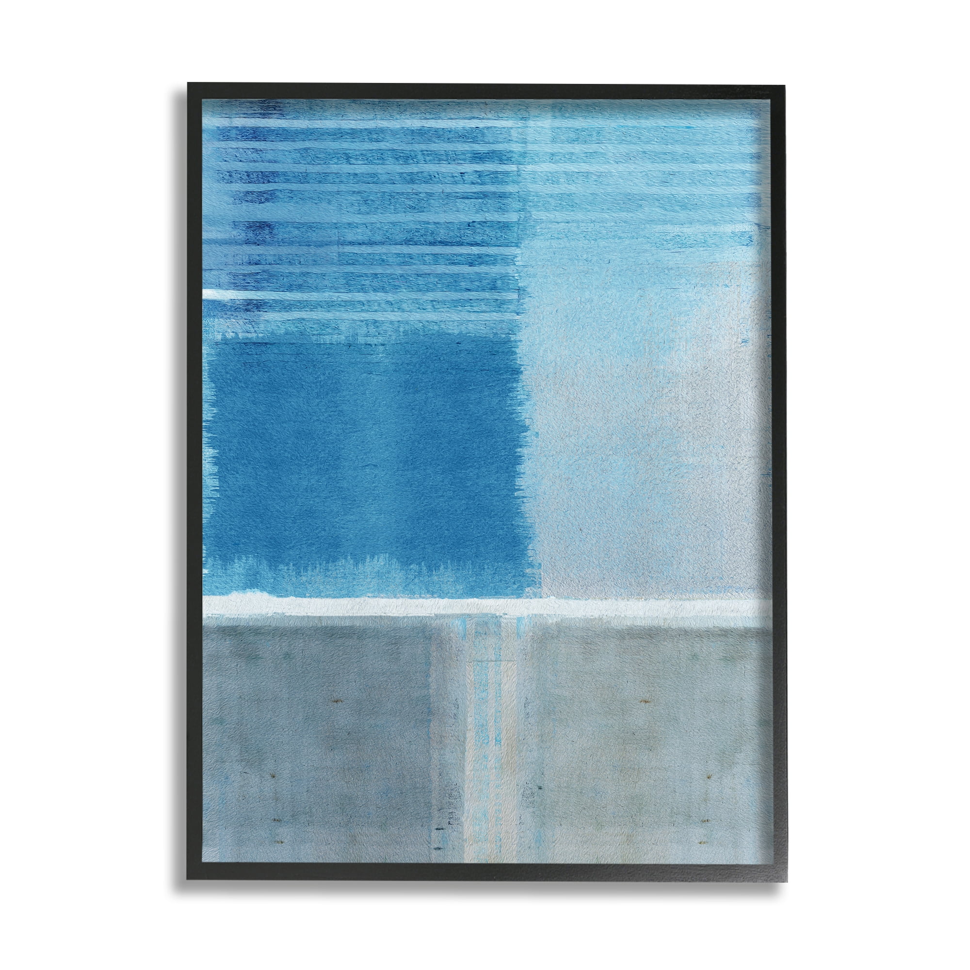 Stupell Industries Blue & Grey Abstract Abstract Painting Black Framed Art Print Wall Art, 11 x 14