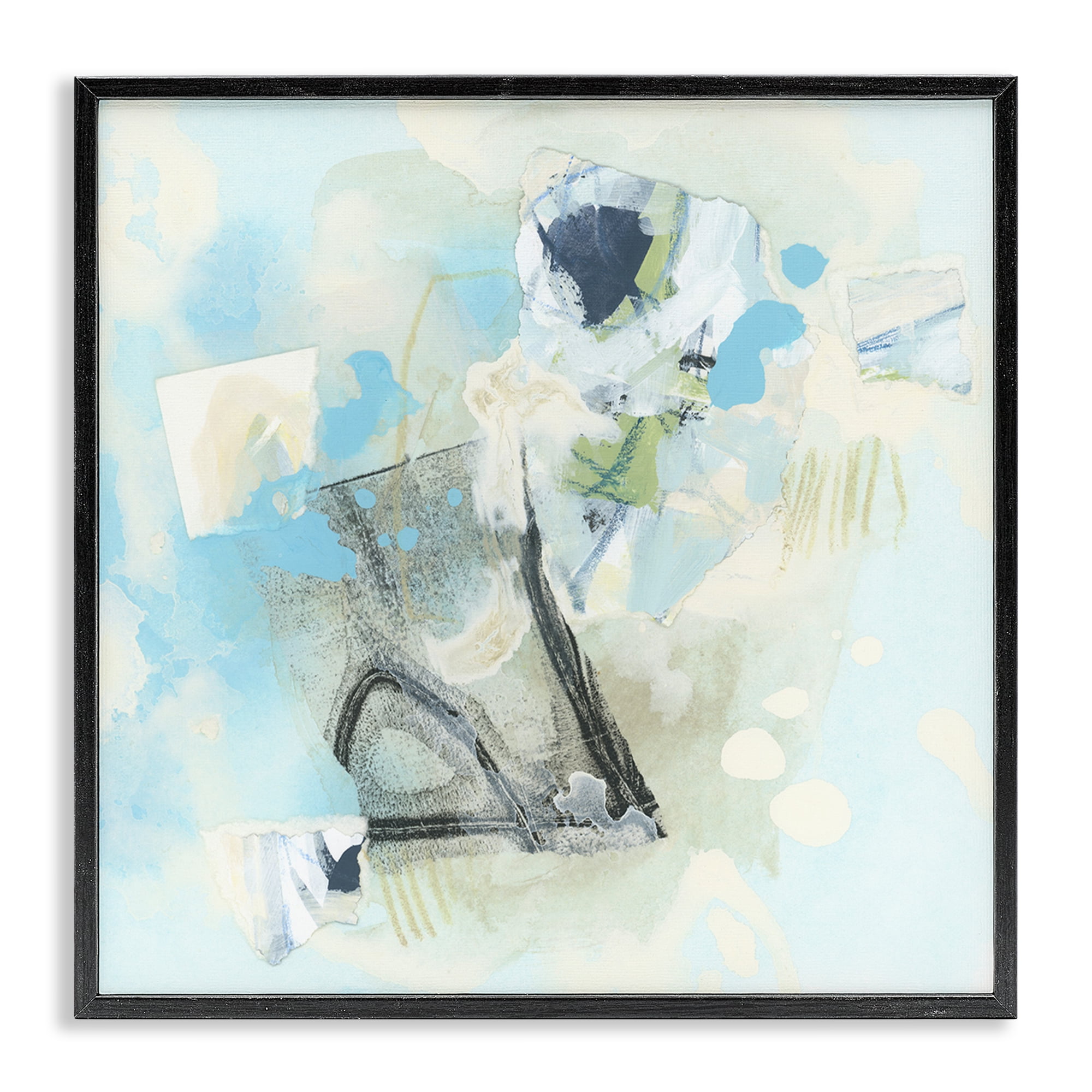 Stupell Industries Blue & Grey Abstract Abstract Painting Black Framed Art Print Wall Art, 24 x 24