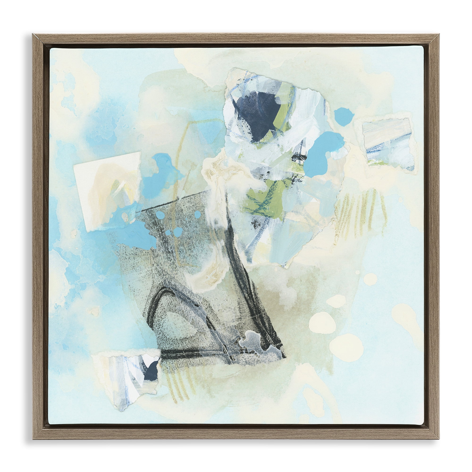 Stupell Industries Blue & Grey Abstract Abstract Painting Brown Floater Framed Canvas Art Print Wall Art, 25 x 25