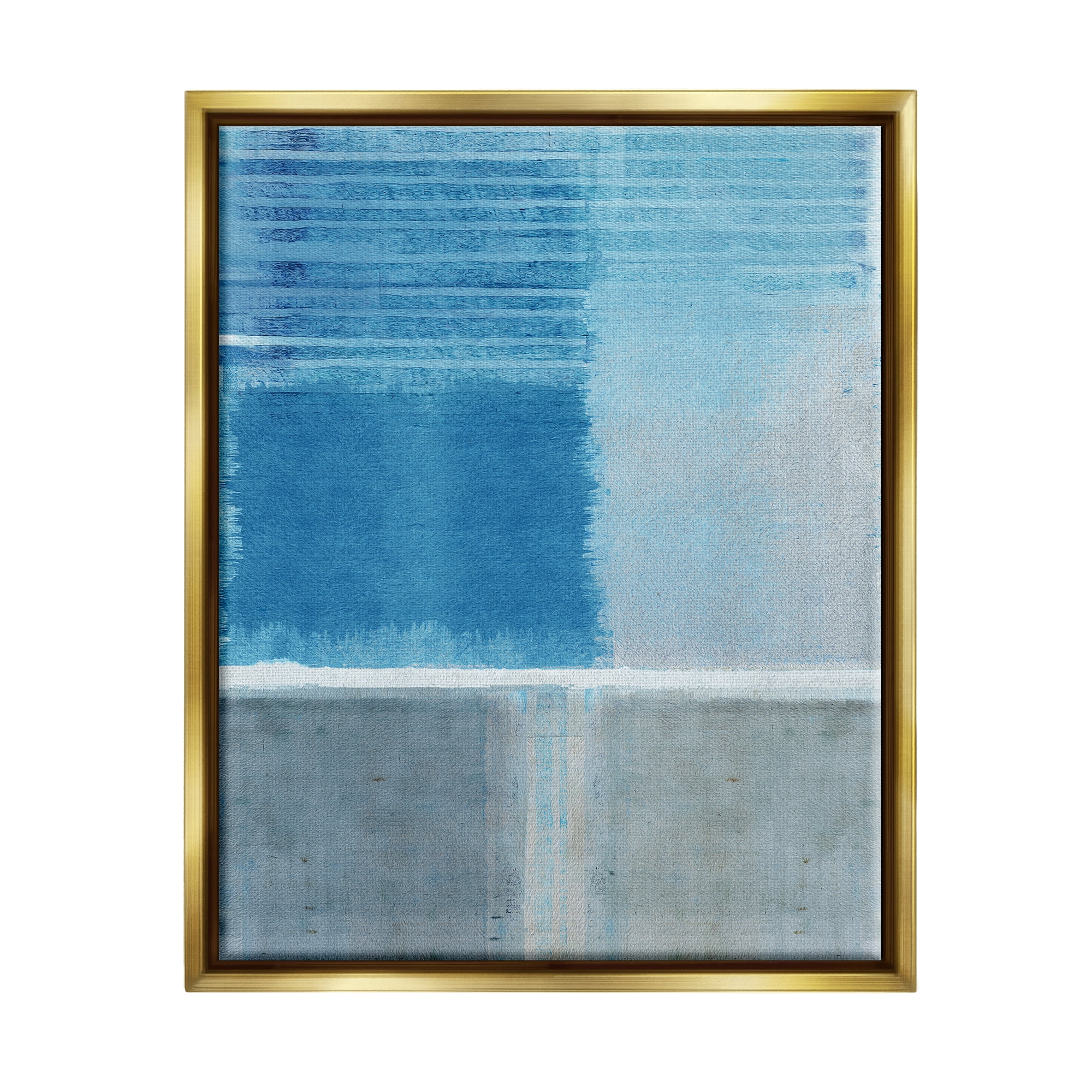 Stupell Industries Blue & Grey Abstract Abstract Painting Gold Floater Framed Canvas Art Print Wall Art, 25 x 31