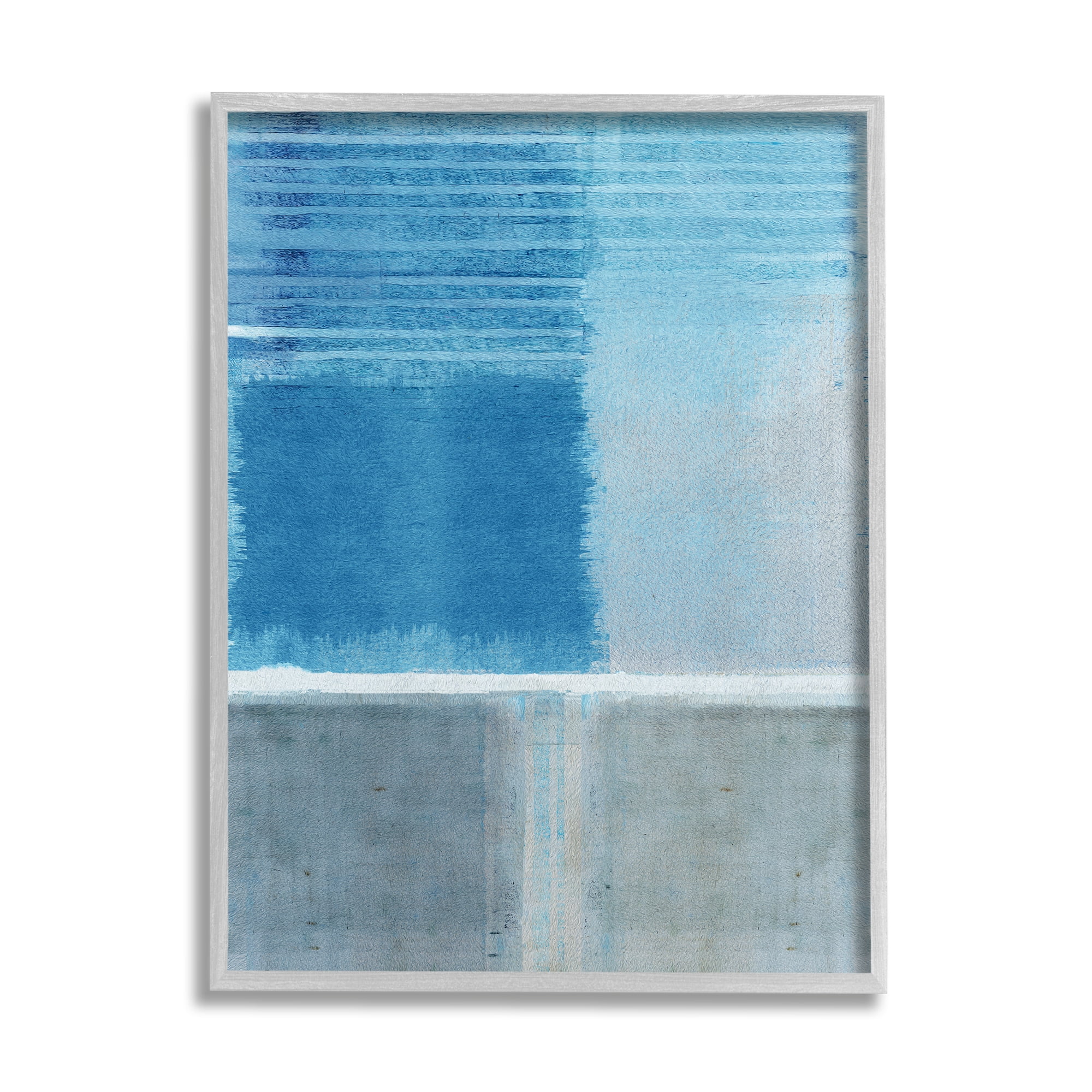 Stupell Industries Blue & Grey Abstract Abstract Painting Gray Framed Art Print Wall Art, 16 x 20