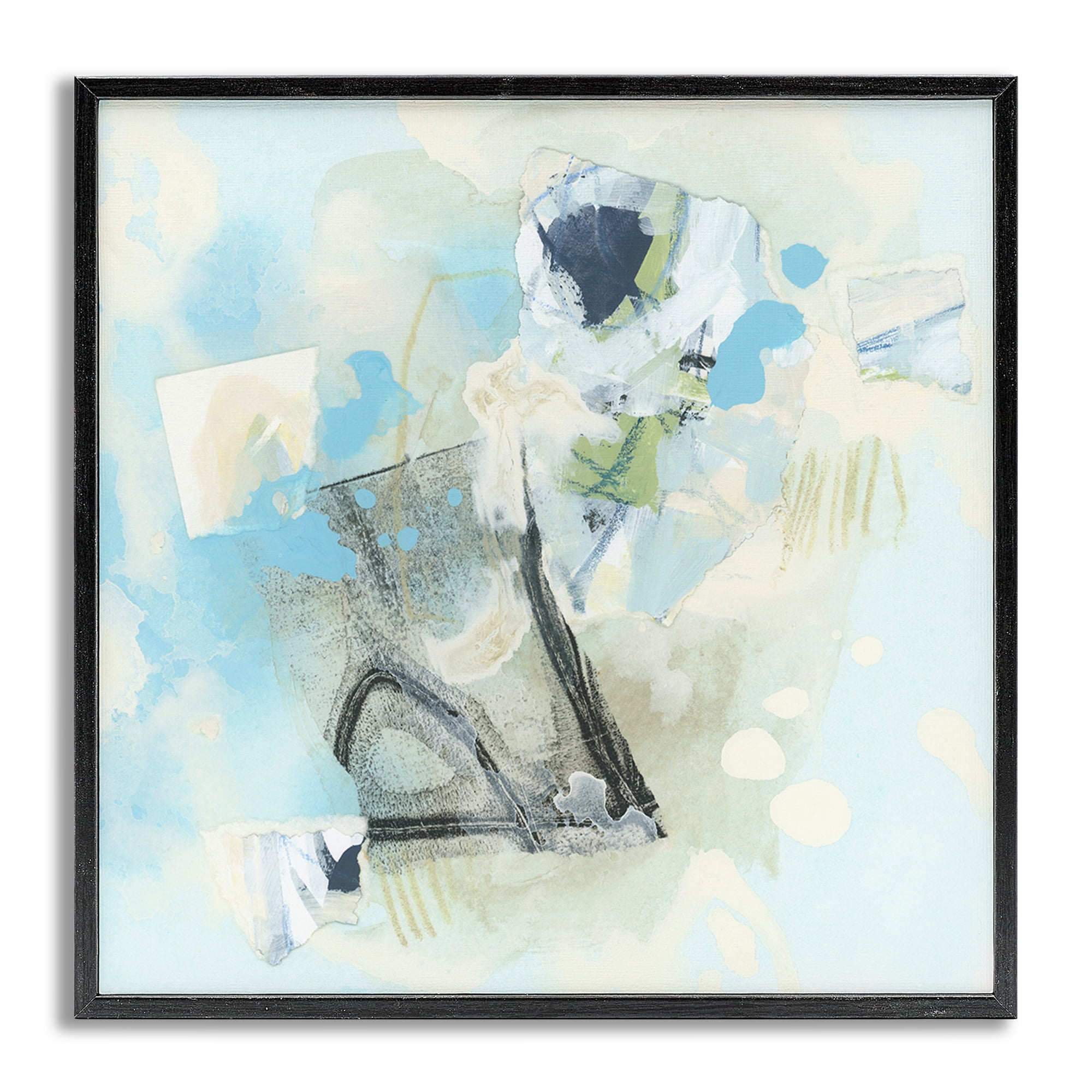 Stupell Industries Blue & Grey Abstract Abstract Painting Gray Framed Art Print Wall Art, 24 x 24