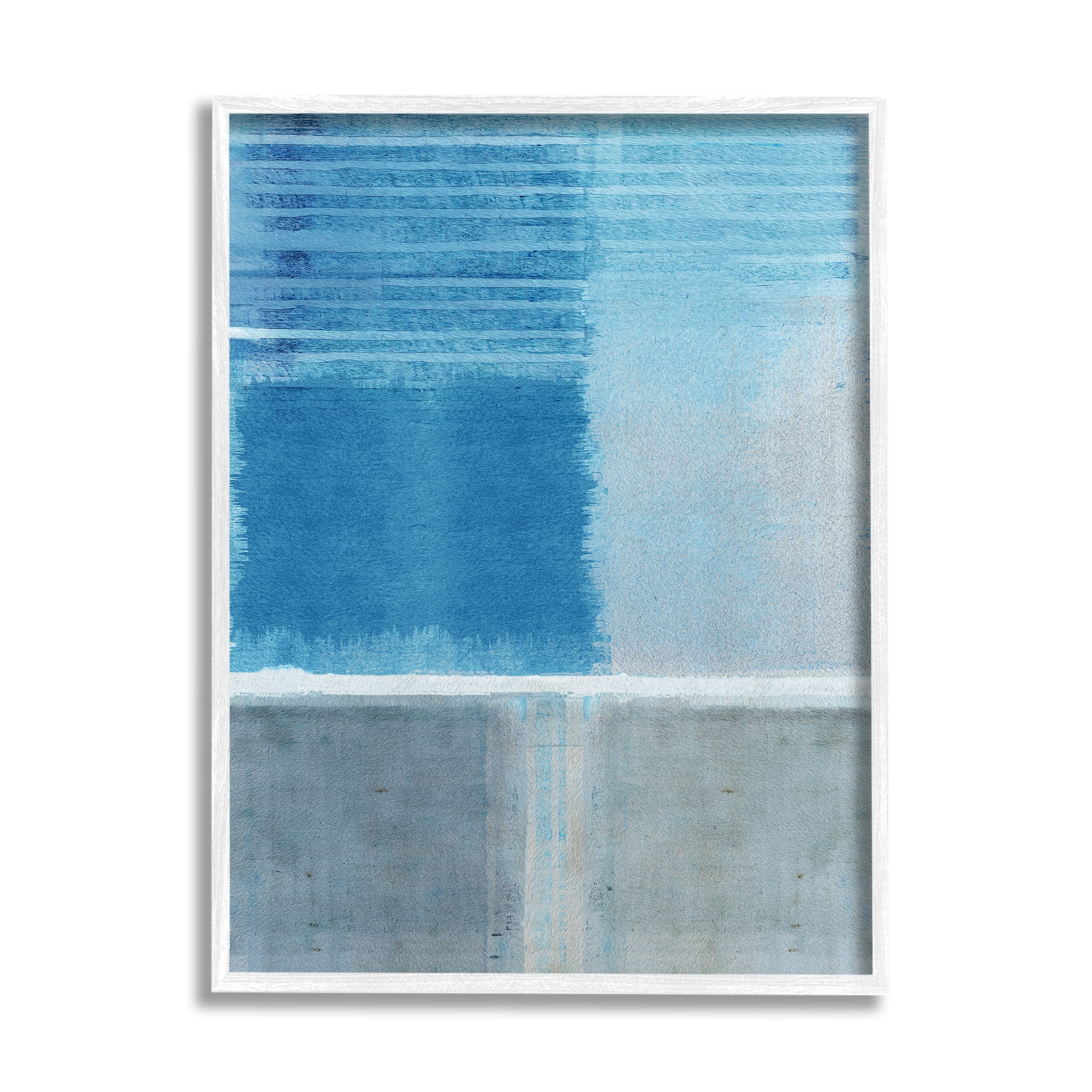 Stupell Industries Blue & Grey Abstract Abstract Painting White Framed Art Print Wall Art, 16 x 20