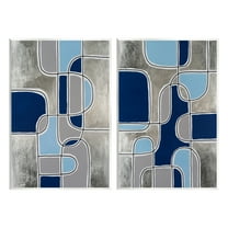 Stupell Industries Blue & Grey Geometrics Abstract Painting Unframed Art Print Wall Art, 10 x 15, Set of 2