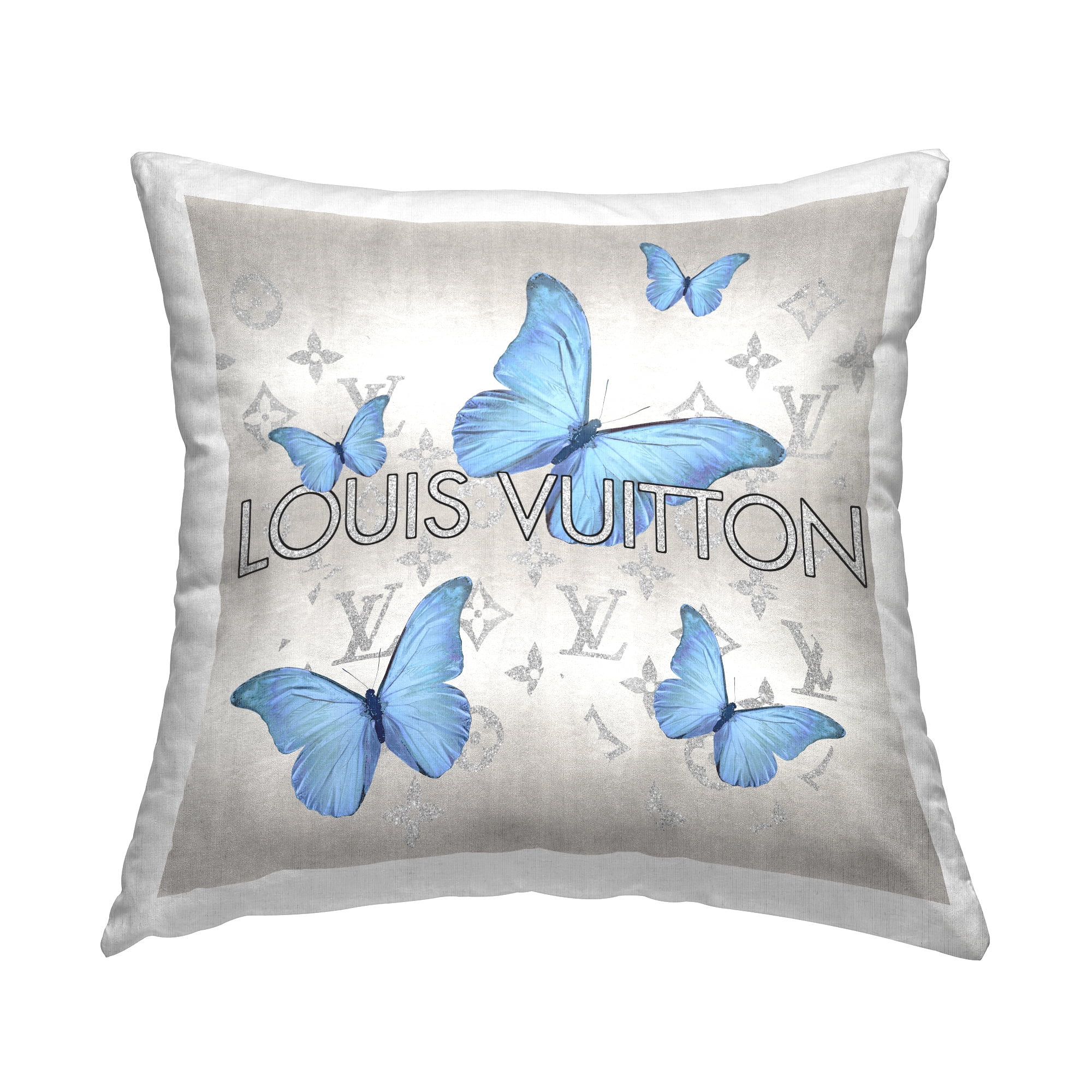 Stupell Industries Blue & Grey Glam Butterflies Square Decorative Printed Throw Pillow, 18 x 18