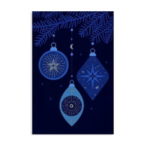 Stupell Industries Blue Hanging Ornaments Holiday Painting Gallery Wrapped Canvas Art Print Wall Art, 16 x 24