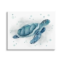 Stupell Industries Blue Happy Turtle Bubbles Graphic Art Gallery Wrapped Canvas Print Wall Art, Design by Janet Tava