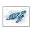 thumbnail image 1 of Stupell Industries Blue Happy Turtle Bubbles Graphic Art Gray Framed Art Print Wall Art, Design by Janet Tava, 1 of 7
