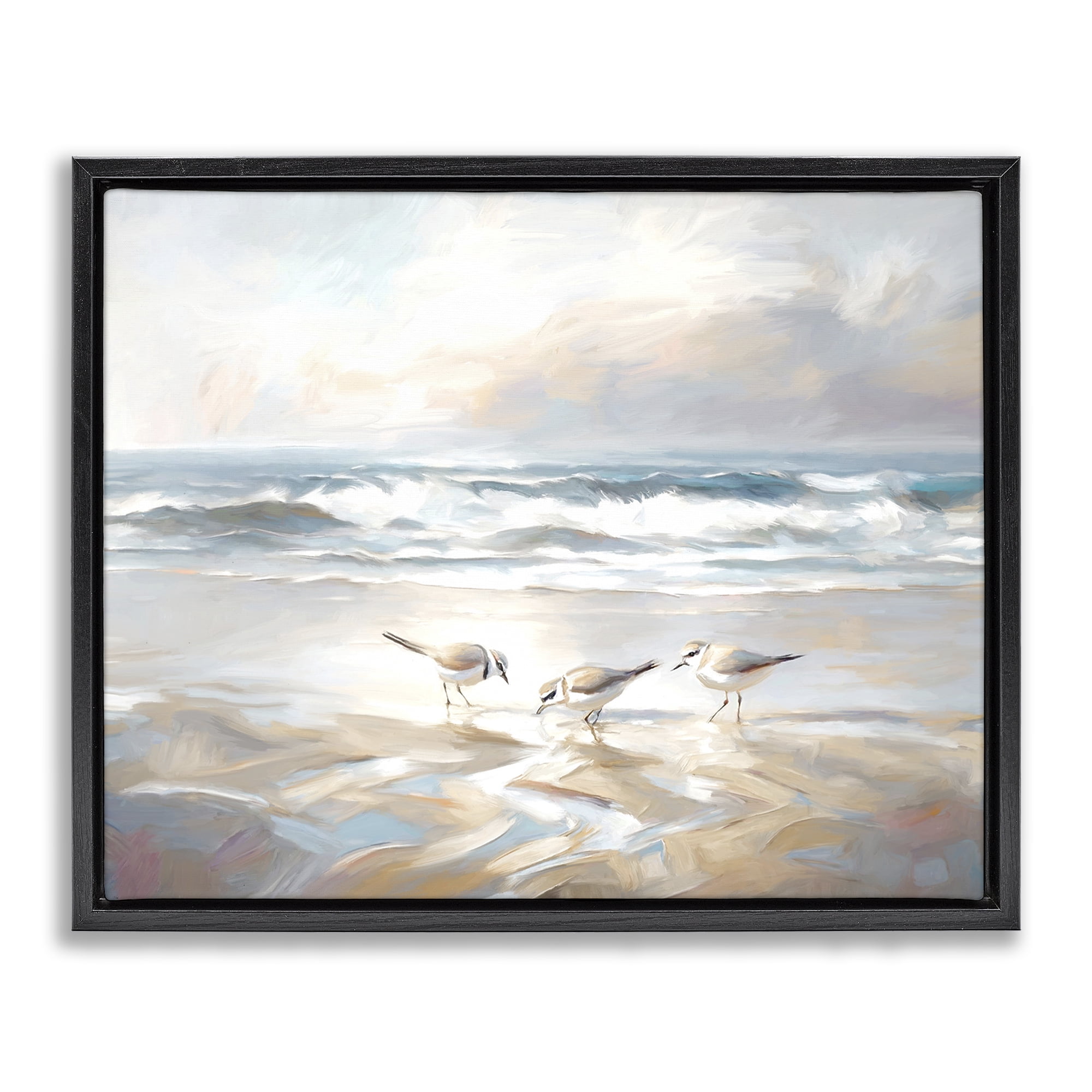 Stupell Industries Blue Haven Bay Coastal Painting Black Floater Framed Canvas Art Print Wall Art, 21 x 17