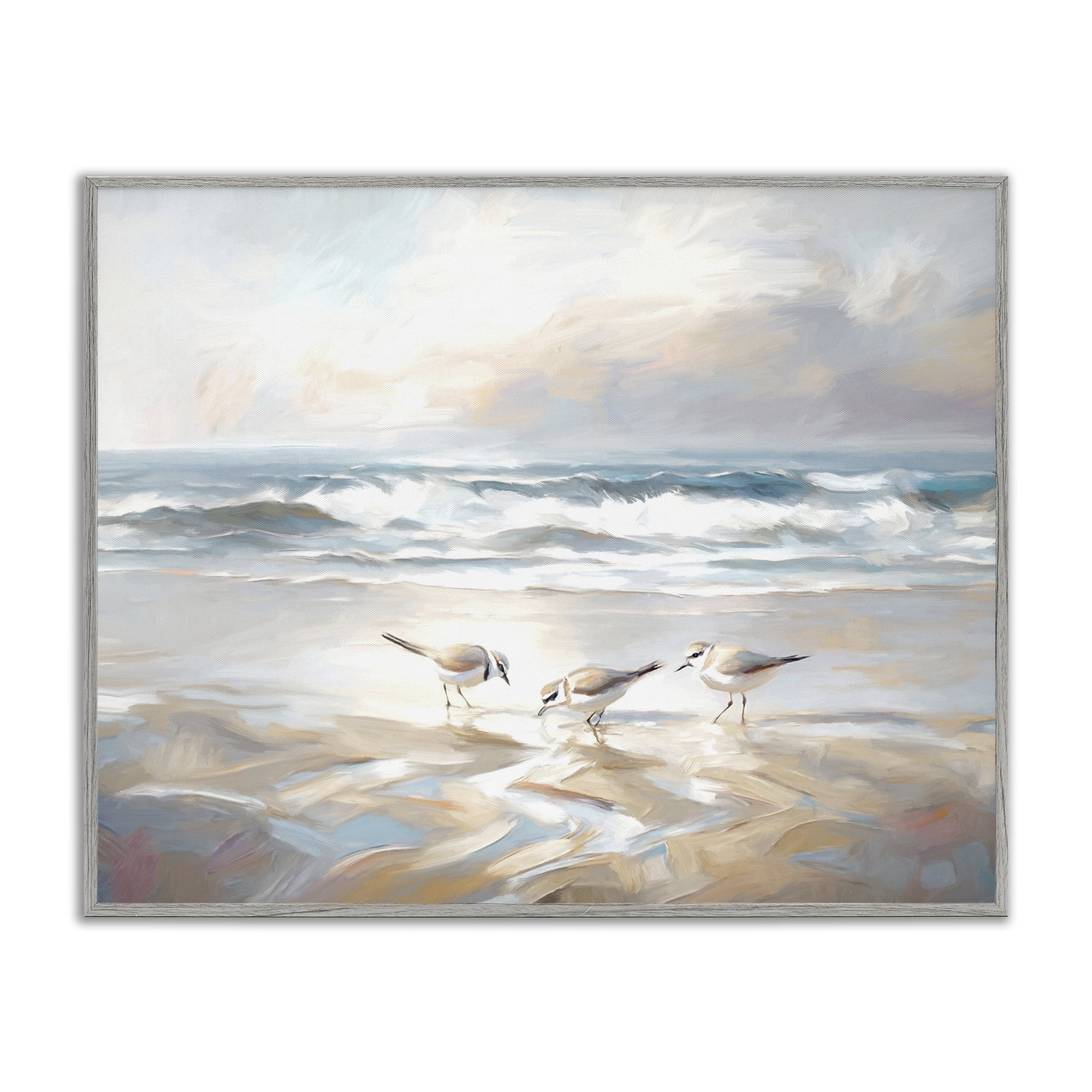 Stupell Industries Blue Haven Bay Coastal Painting Gray Framed Art Print Wall Art, 14 x 11