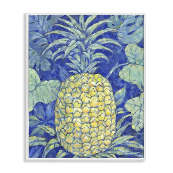 Stupell Industries Blue Hawaii Pineapple Food & Beverage Painting White Framed Art Print Wall Art, 16 x 20