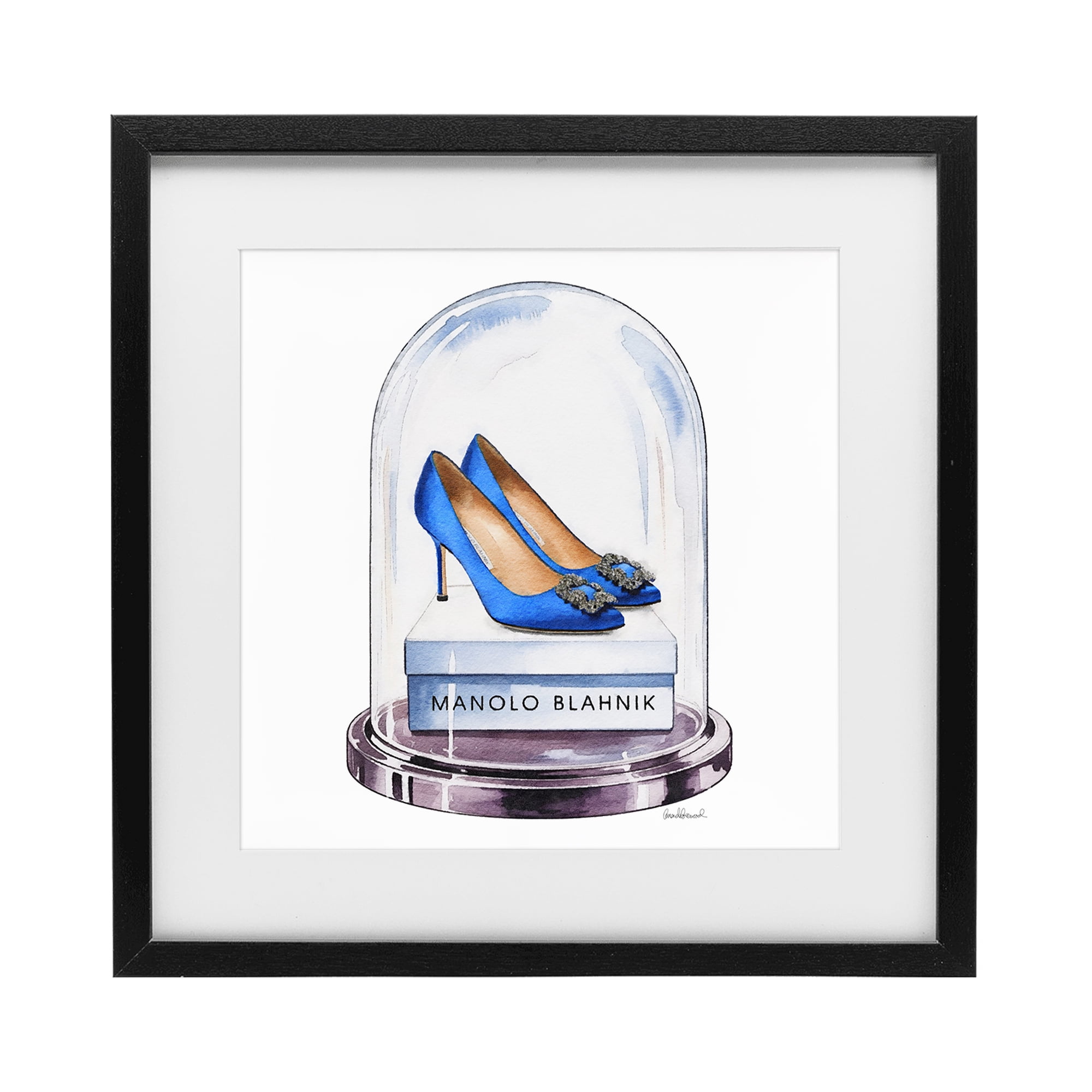 Stupell Industries Blue Heels in Bell Jar Black Framed Print Under Glass, design by Amanda Greenwood
