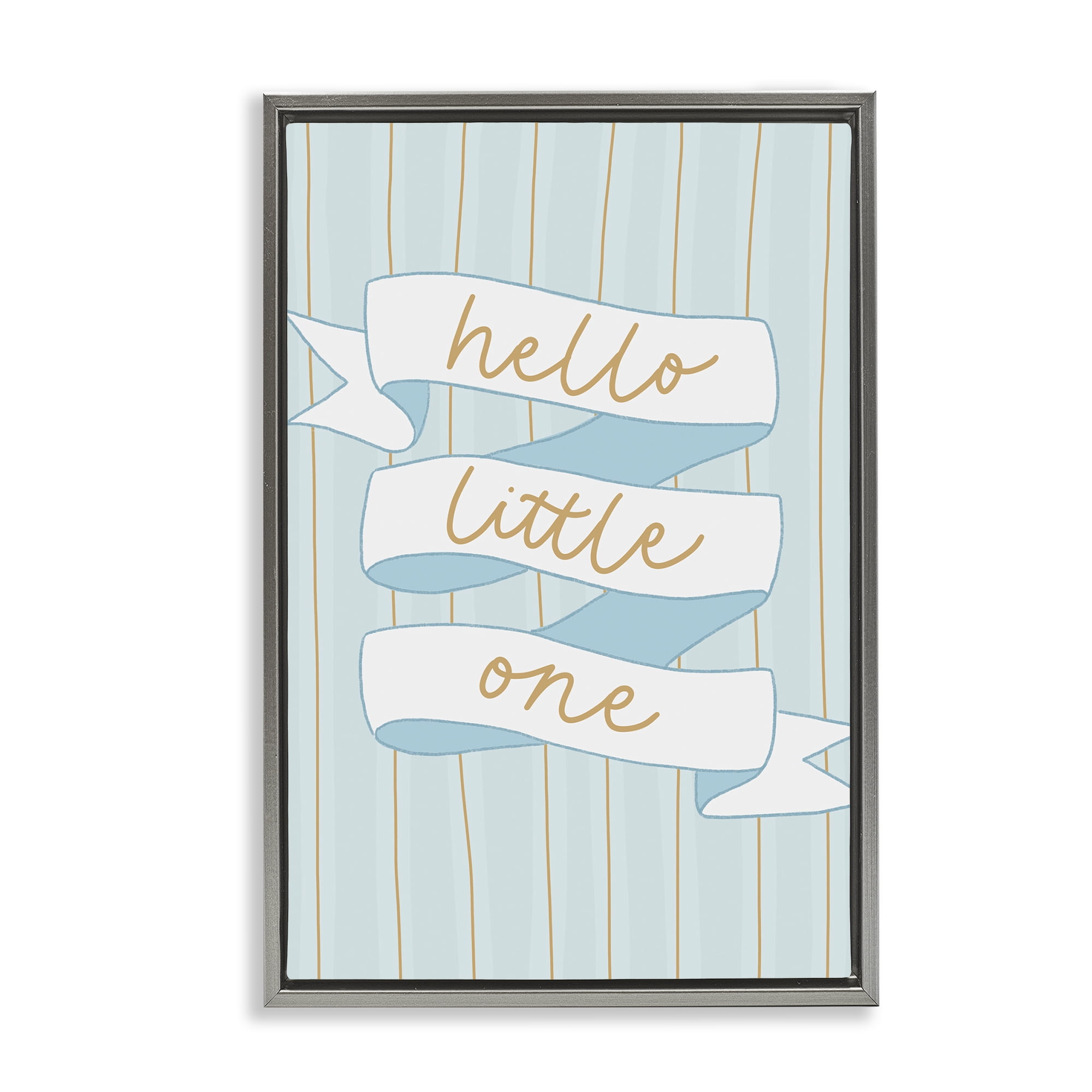 Stupell Industries Blue Hello Little One Gray Framed Floater Canvas Wall Art, design by Amanda Houston