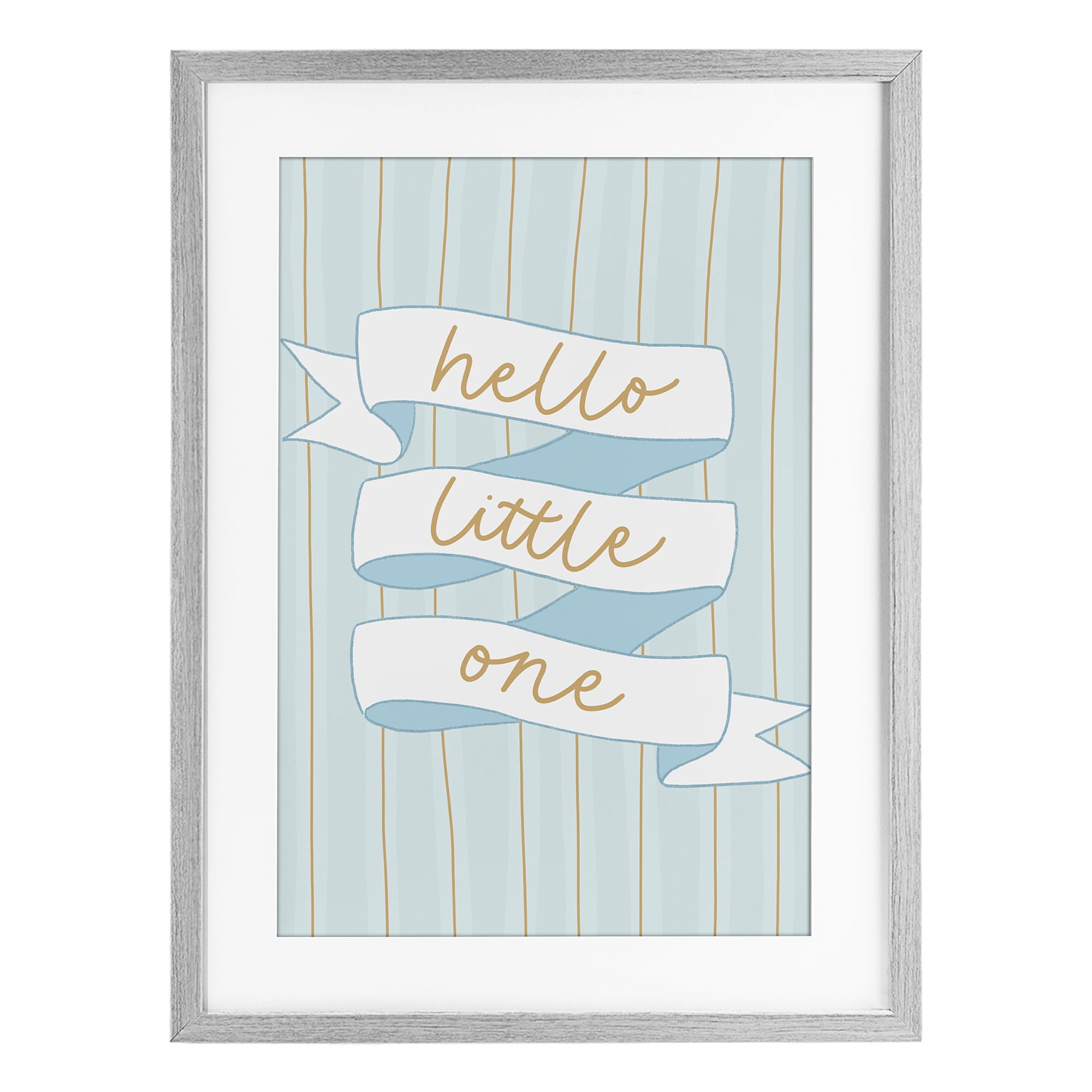 Stupell Industries Blue Hello Little One Gray Framed Print Under Glass, design by Amanda Houston