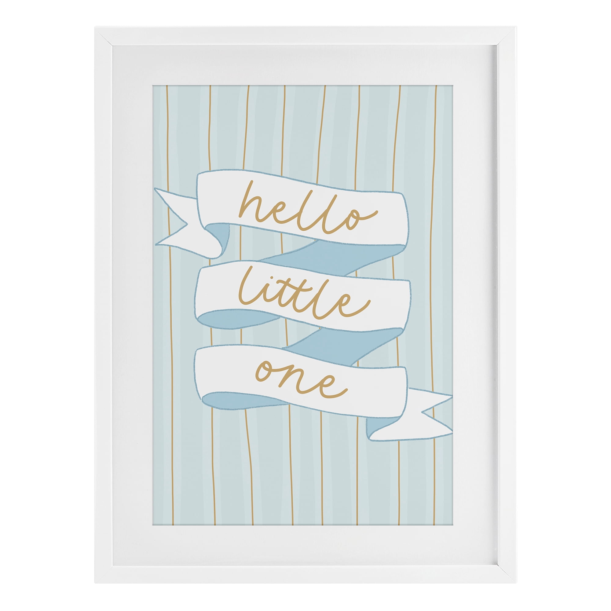 Stupell Industries Blue Hello Little One White Framed Print Under Glass, design by Amanda Houston