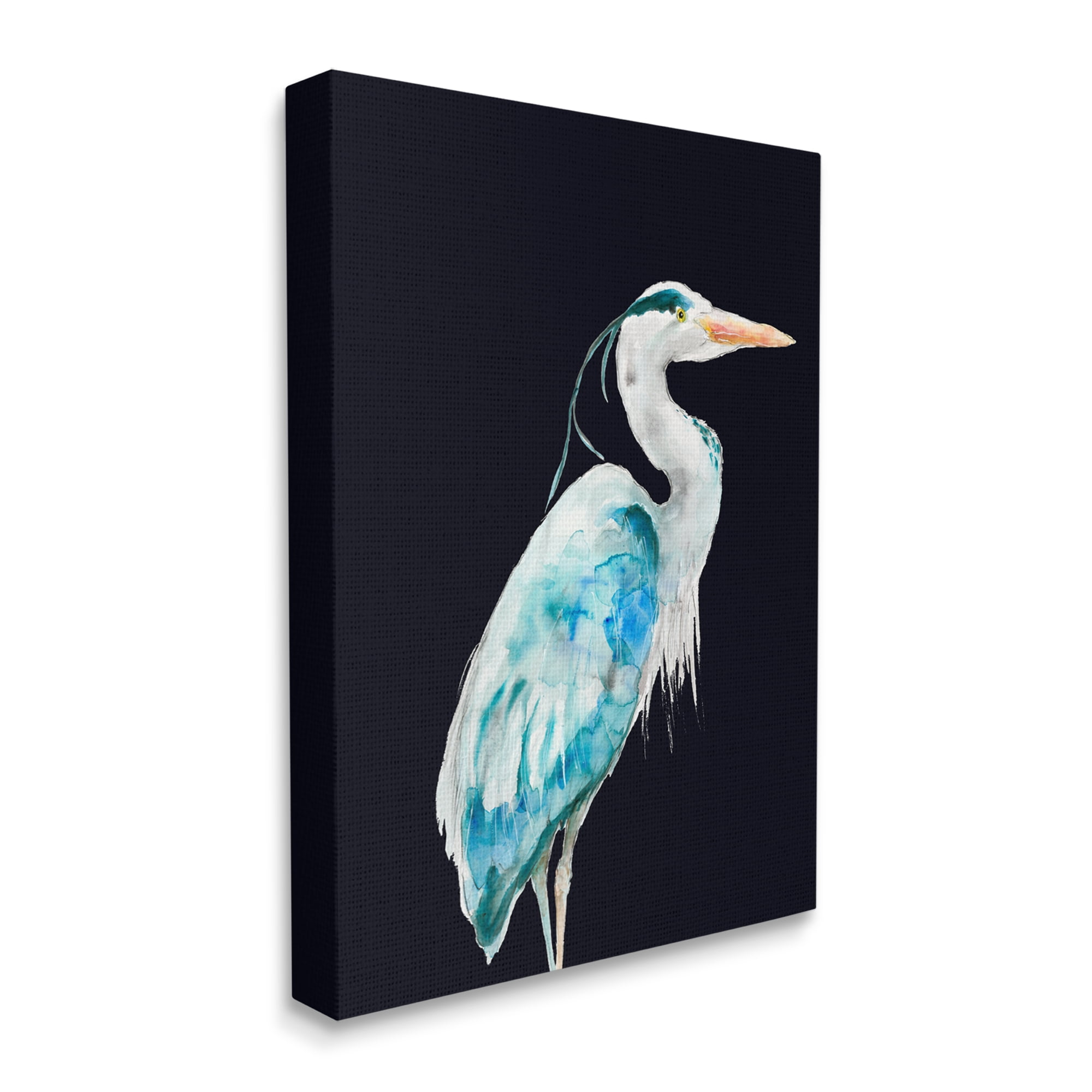 Stupell Industries Blue Heron Pattern Winged Bird over Black, 30 x 40, Designed by Patti Mann
