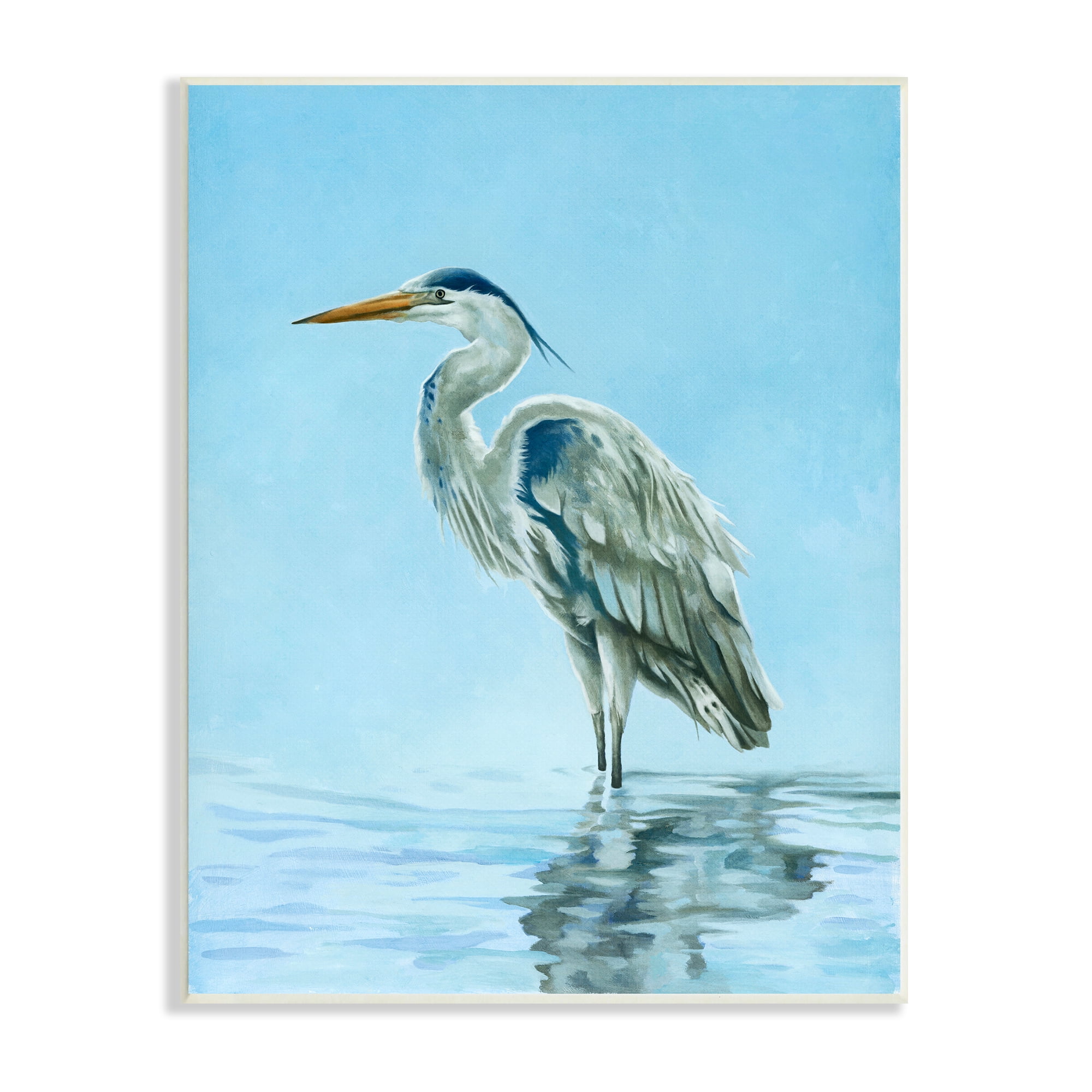 Stupell Industries Blue Heron Shallow Waters Aquatic Bird Painting, 10 x 15, Design by Lucca Sheppard