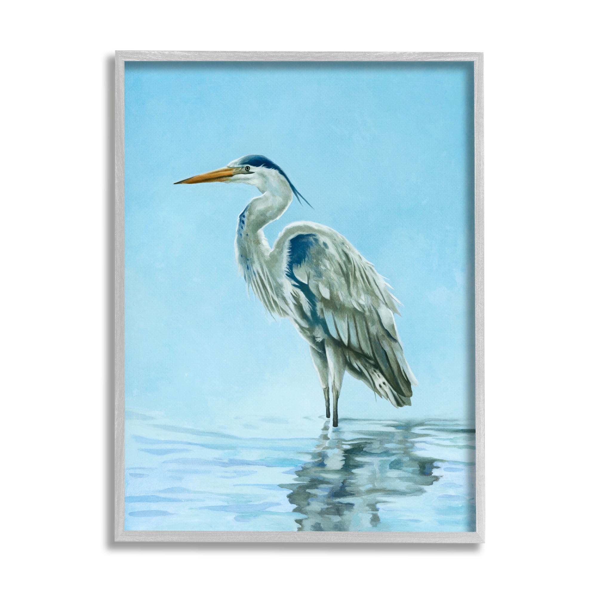 Stupell Industries Blue Heron Shallow Waters Aquatic Bird Painting, 16 x 20, Design by Lucca Sheppard