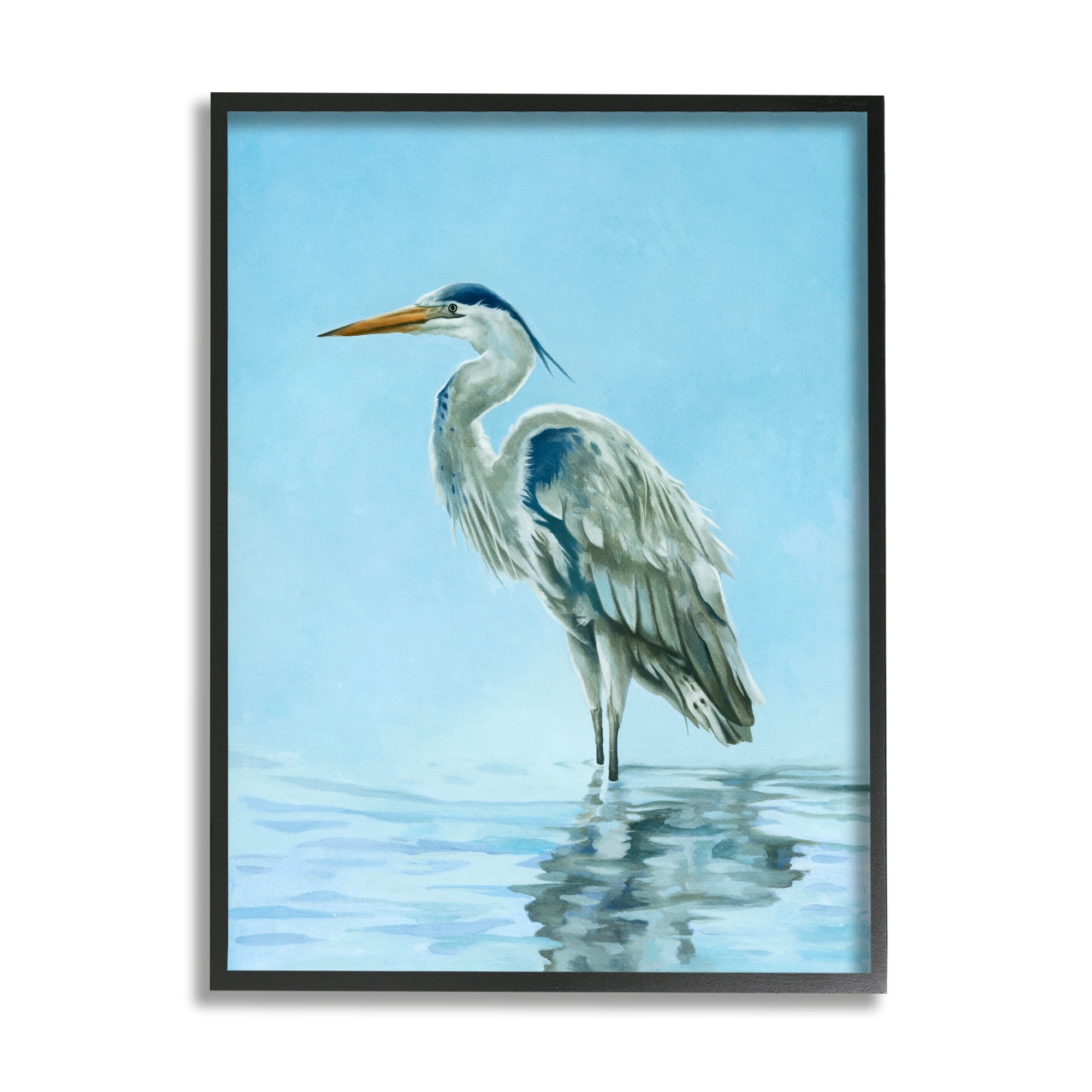 Stupell Industries Blue Heron Shallow Waters Aquatic Bird Painting, 24 x 30, Design by Lucca Sheppard