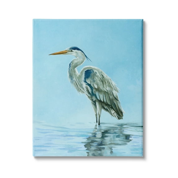 Stupell Industries Blue Heron Shallow Waters Aquatic Bird Painting, 30 x 40, Design by Lucca Sheppard