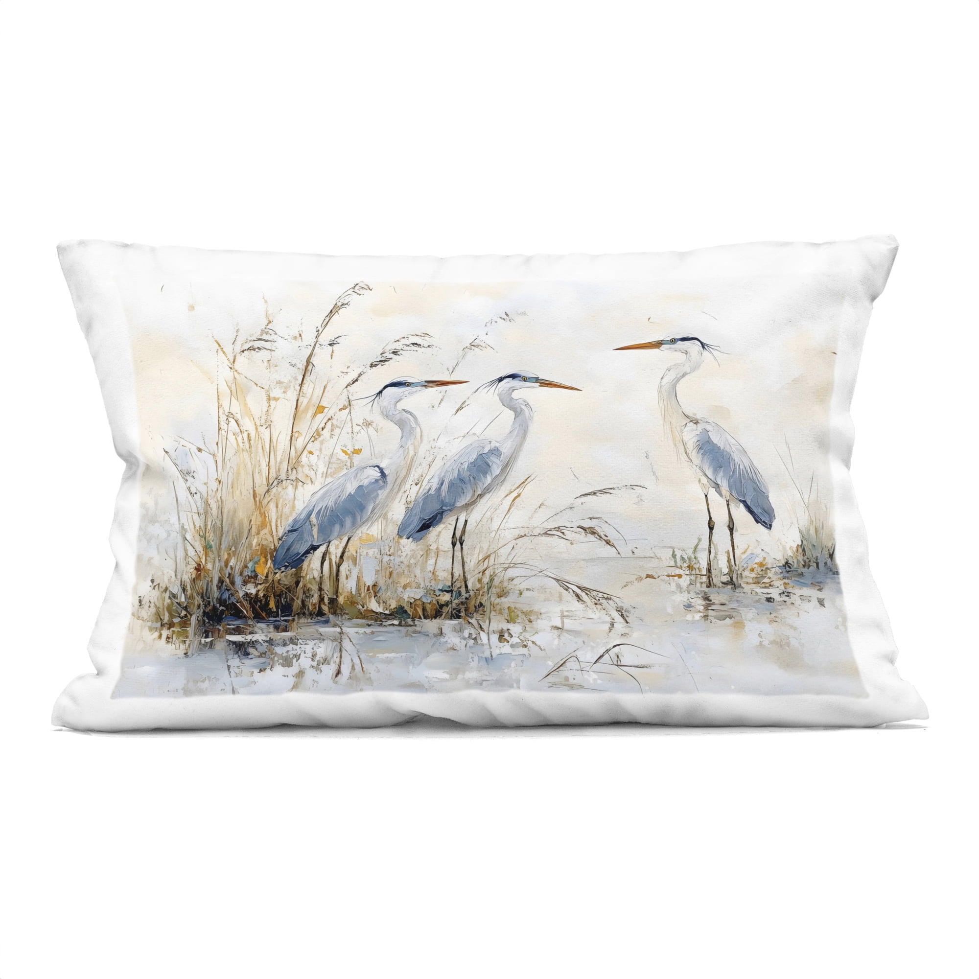 Stupell Industries Blue Heron Trio in Wetlands Decorative Printed Throw Pillow, design by LSR Design Studio, 14 x 7 x 20