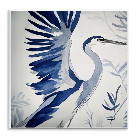 Stupell Industries Blue Heron in Cool Tones Wall Plaque Art design by Mona Grace, 12 x 12