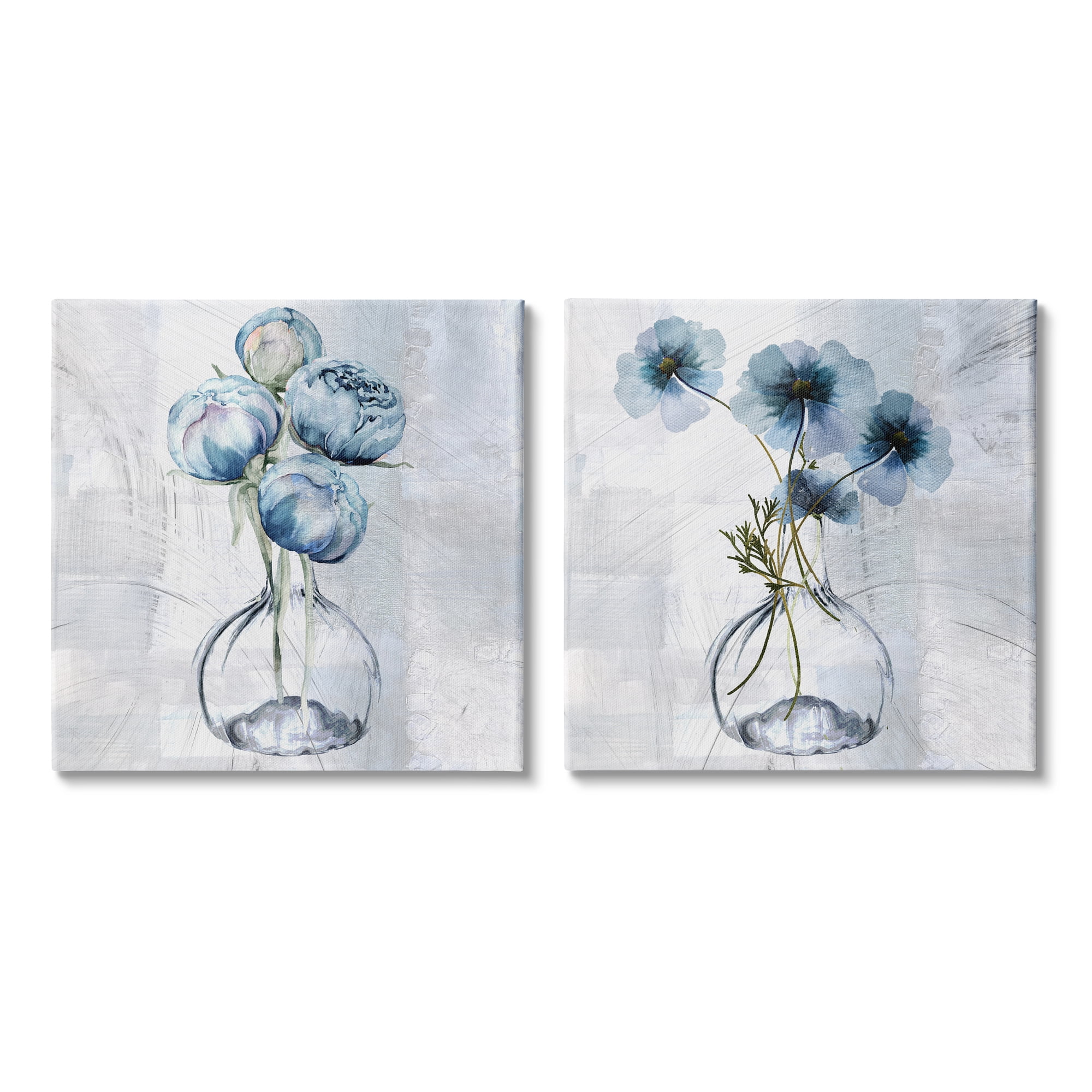 Stupell Industries Blue Hibiscus Flower Floral Blossom Glass Vase Painting, 17 x 17, Design by Mindy Sommers