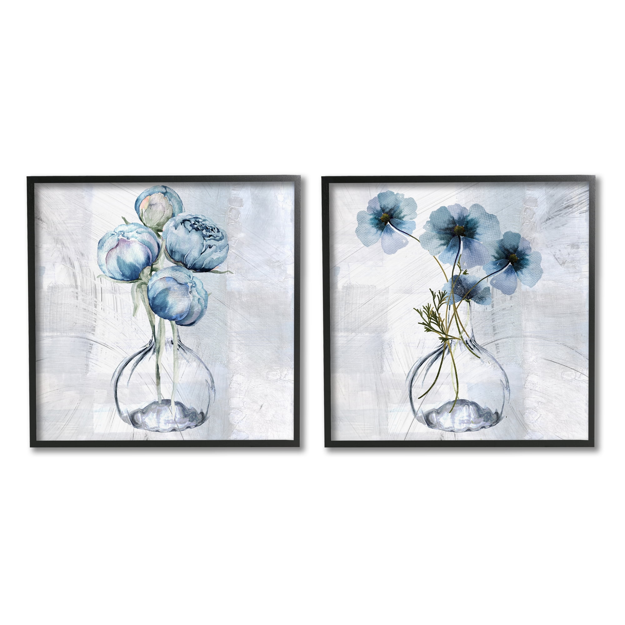 Stupell Industries Blue Hibiscus Flower Floral Blossom Glass Vase Painting, 17 x 17, Design by Mindy Sommers